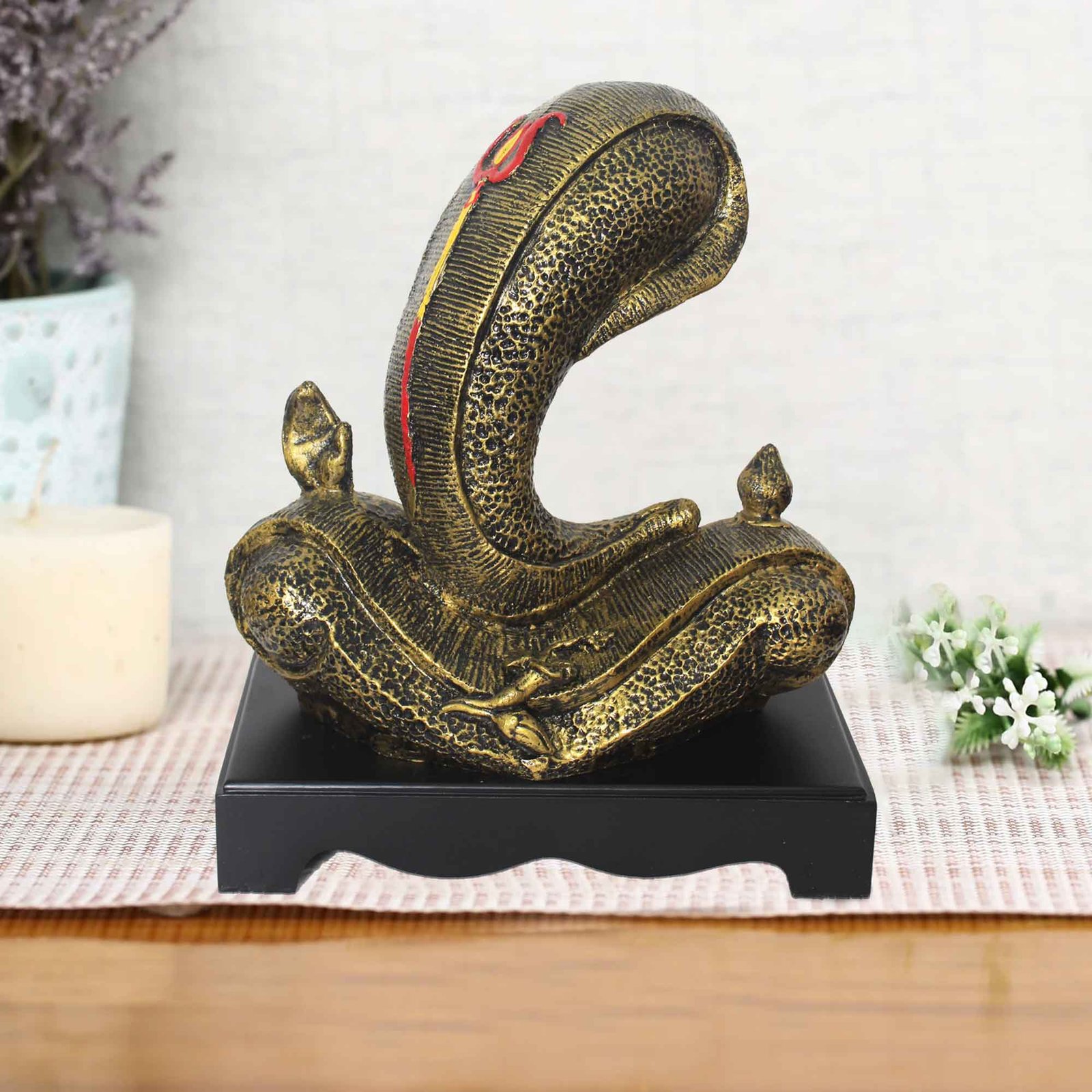 Lord Shund Ganesha statue for living room Brass Antique Finish with Wooden Base 34 cm G57GW1513BBAGX