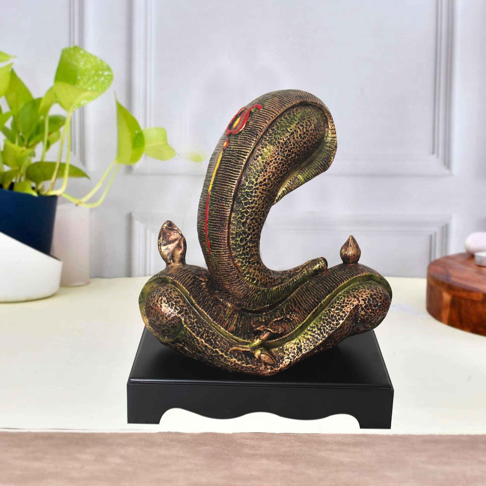 Lord Shund Ganesha statue for gift Antique Finish with Wooden Base 34 cm G57GW1513GCAGX