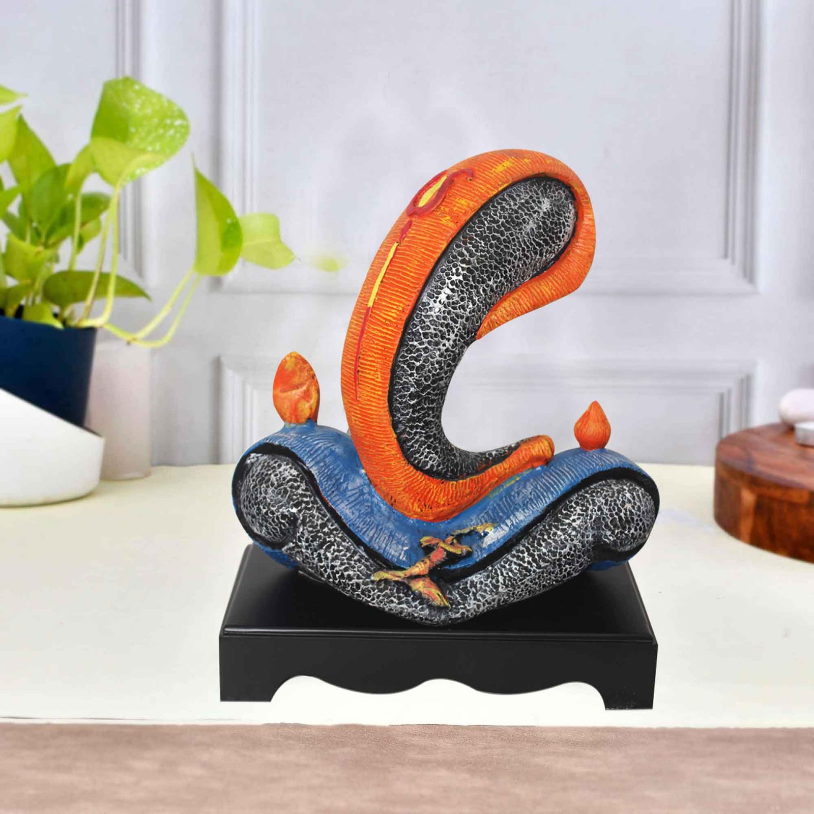Lord Shund Ganesha gift items for birthday Multi Look with Wooden Base 34 cm G57GW1513OSMMX