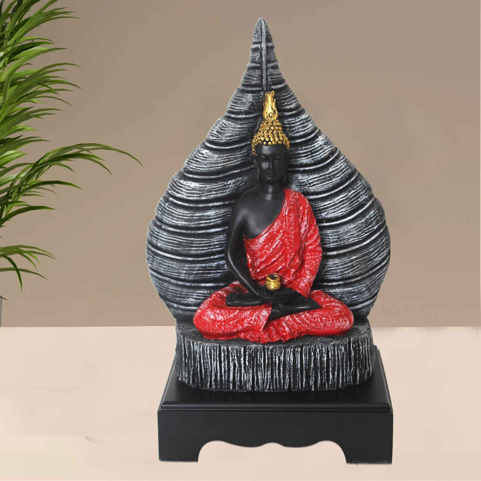 Handicraft Meditating Buddha murti for gift Matte Finish with Wooden Base 36 cm G57GW1638RWNMX