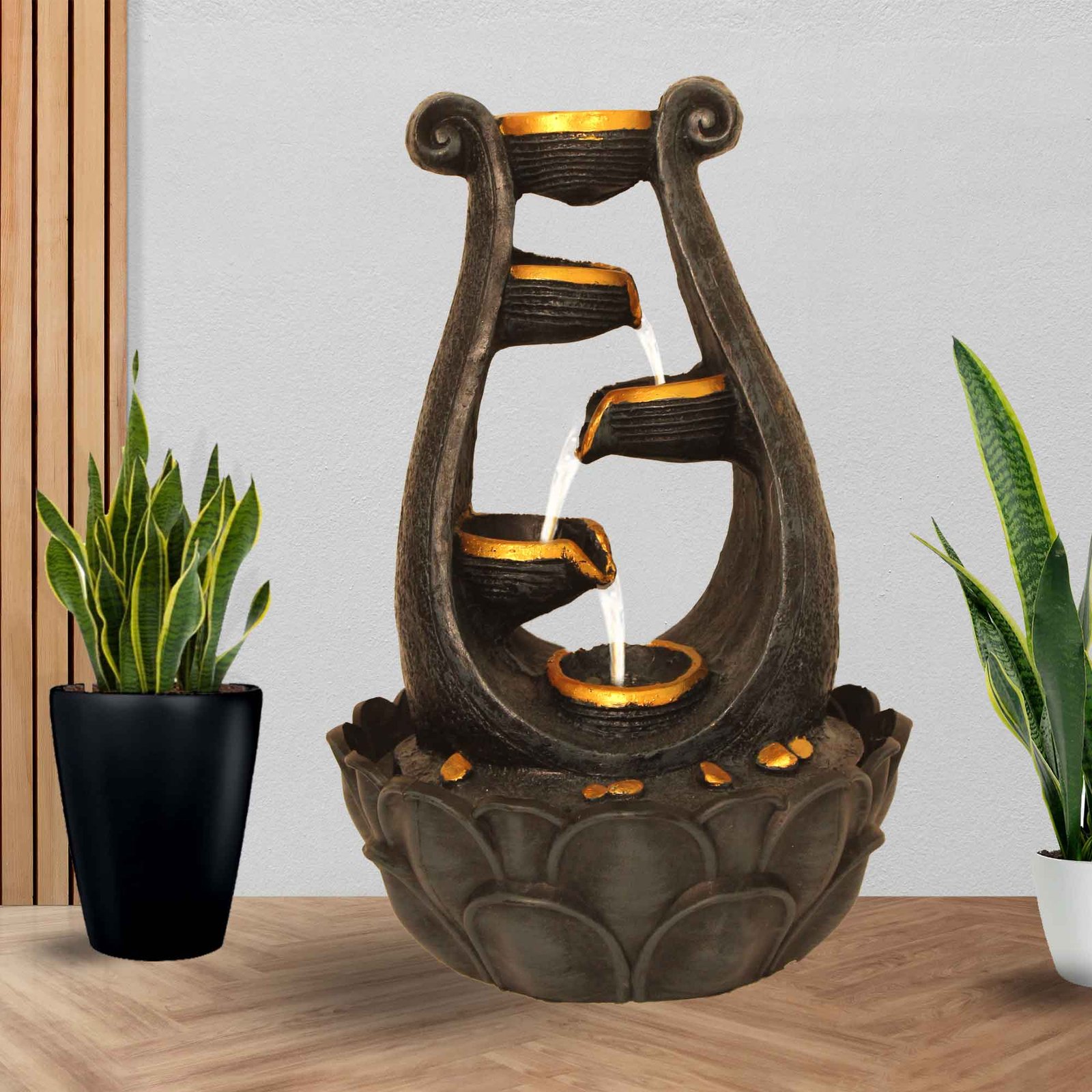 Modern Art Decorative water fountain for indoor use With Led Light - Metalic Antique Finish 41 cm G57GX0027FGAMX