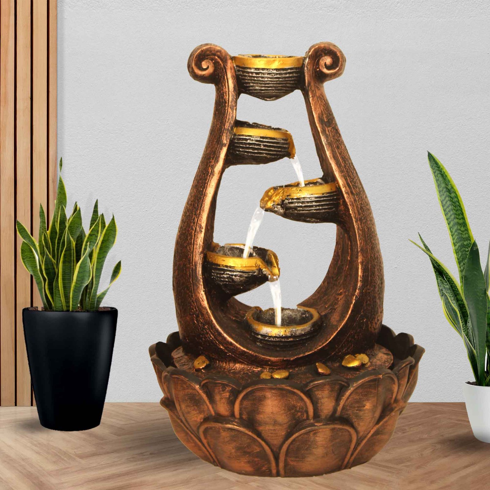 Modern Art Decorative water fountain for living room With Led Light - Metalic Antique Finish 41 cm G57GX0027MGAMX