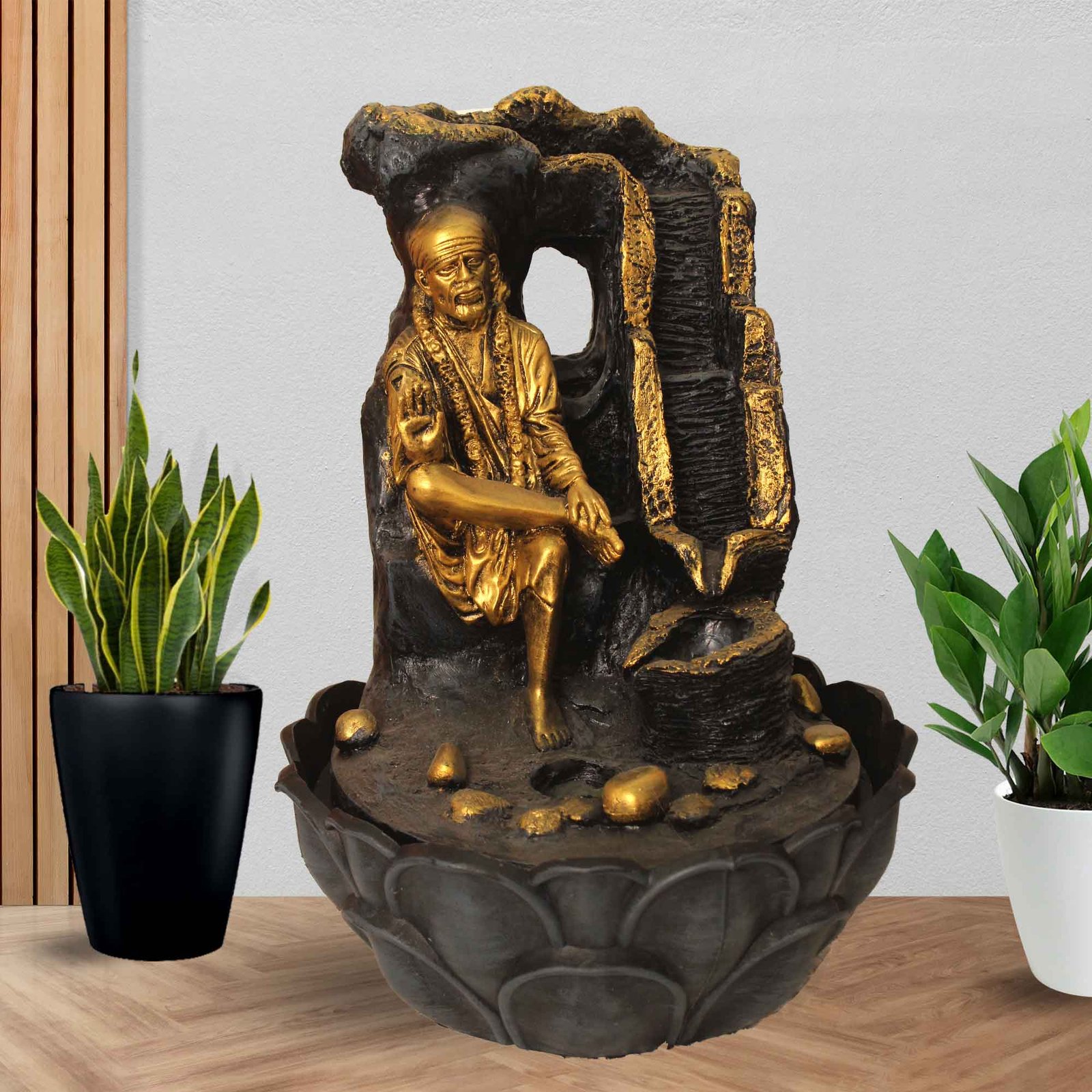 Lord Sai indoor fountain for living room With Led Light - Metalic Antique Finish 39 cm G57GX0035AGAMX