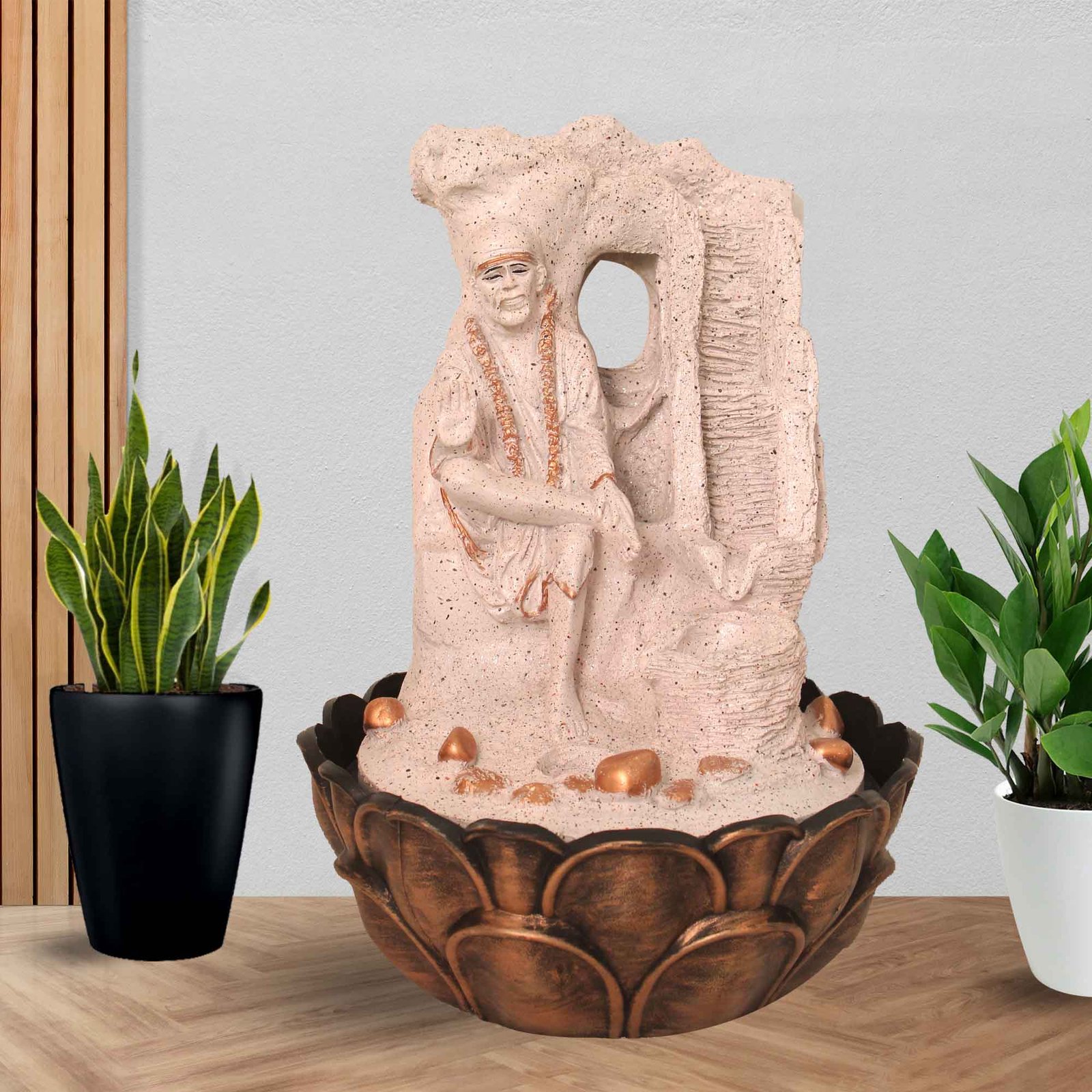 Lord Sai house water fountain With Led Light - sandstone Finish 39 cm G57GX0035PCDMX