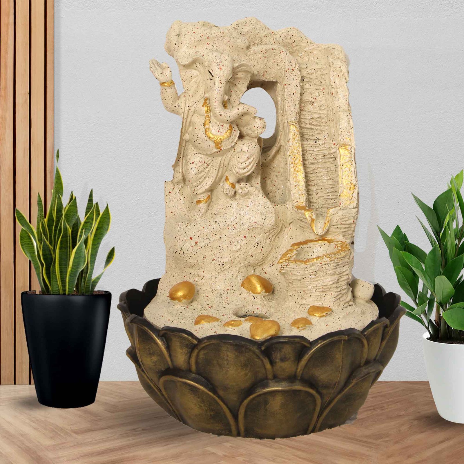 Dancing Ganesha water fountain indoor vastu With Led Light - sandstone Finish 37 cm G57GX0047IGDMX