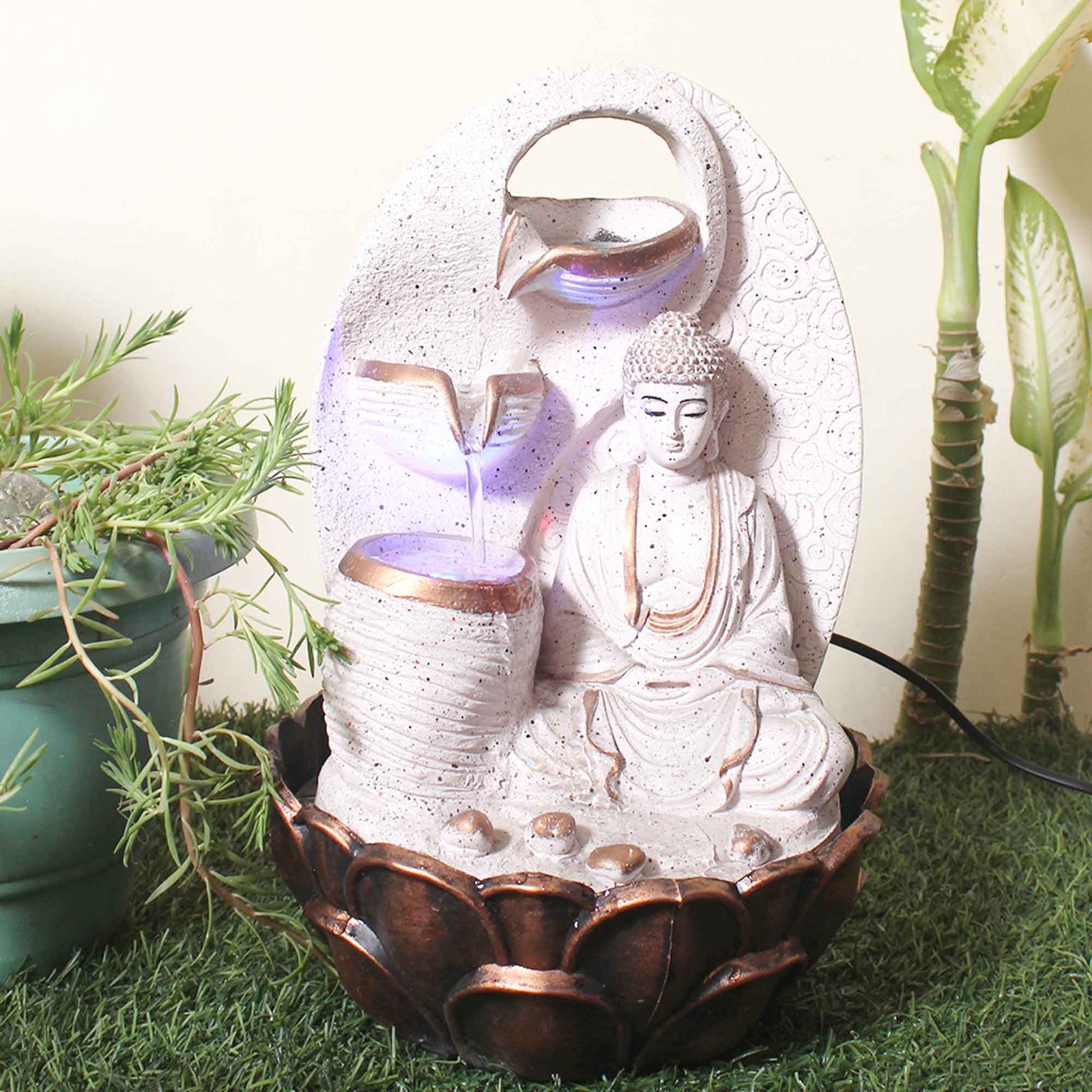 Mahatma Buddh best indoor water fountain With Led Light - sandstone Finish 41 cm G57GX0050PCDMX