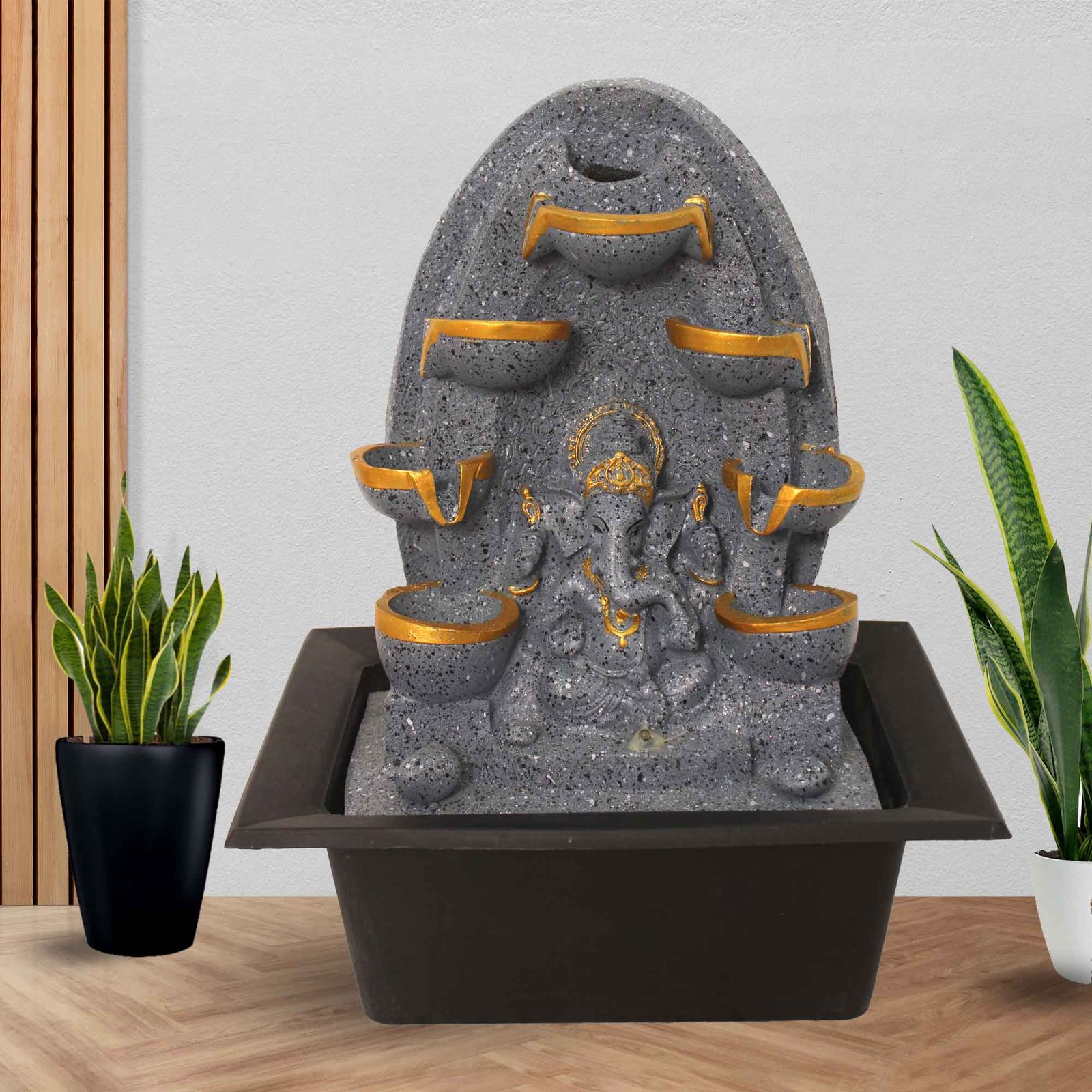 Decorative Ganpati water fountain indoor feng shui With Led Light - sandstone Finish 39 cm G57GX0204FGDMX