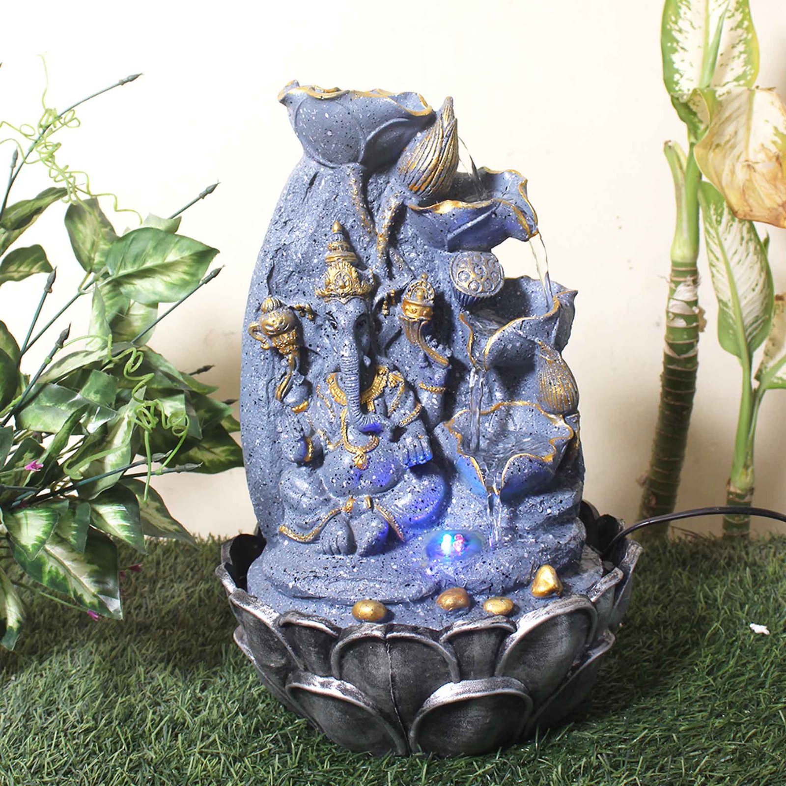 Diya Ganesh water fountain for home With Led Light - sandstone Finish 42 cm G57GX0205FGDMX