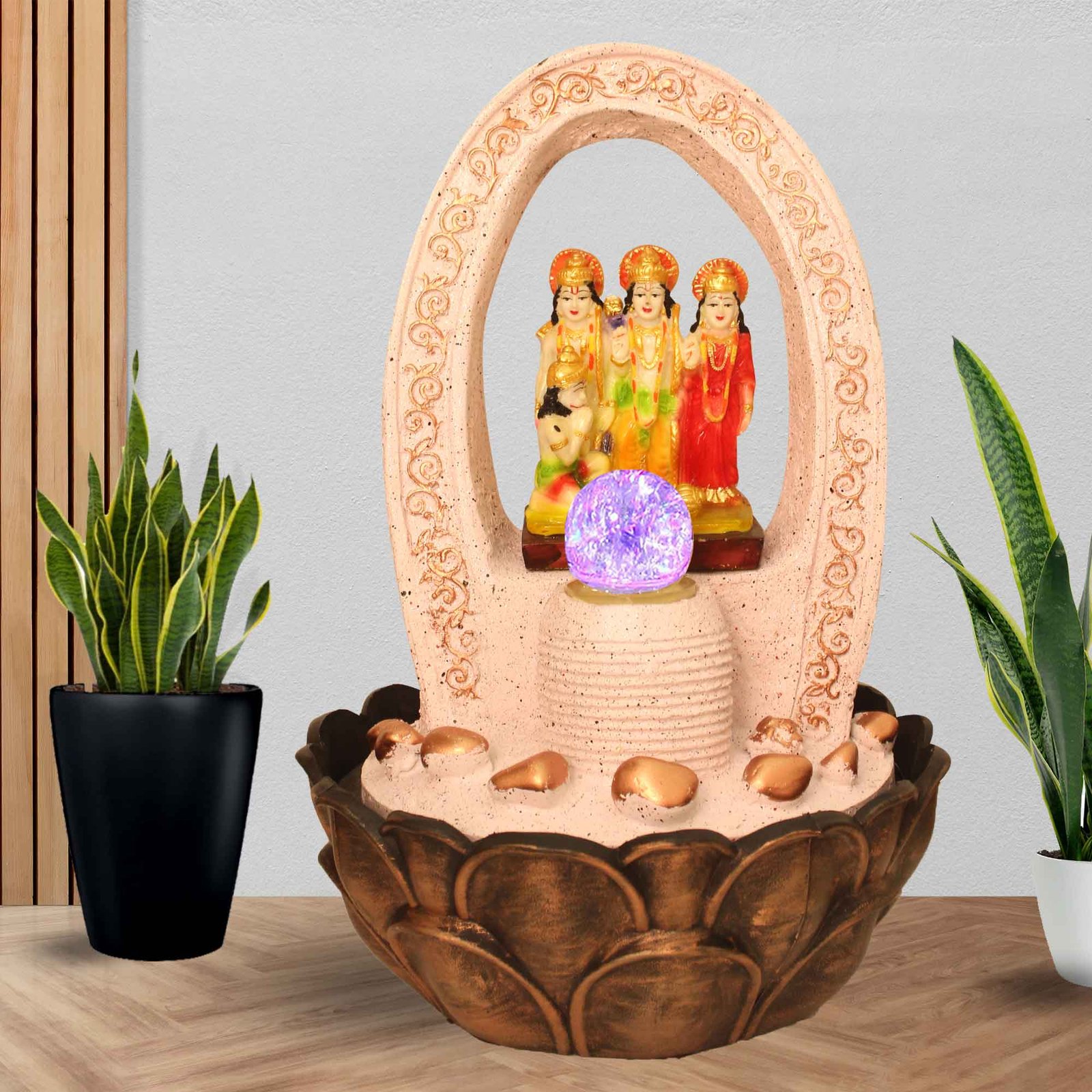 Ram Pariwar best indoor water fountain With Led Light & Crystal Ball - sandstone Finish 41 cm G57GX0209PCDMX-67X0039M