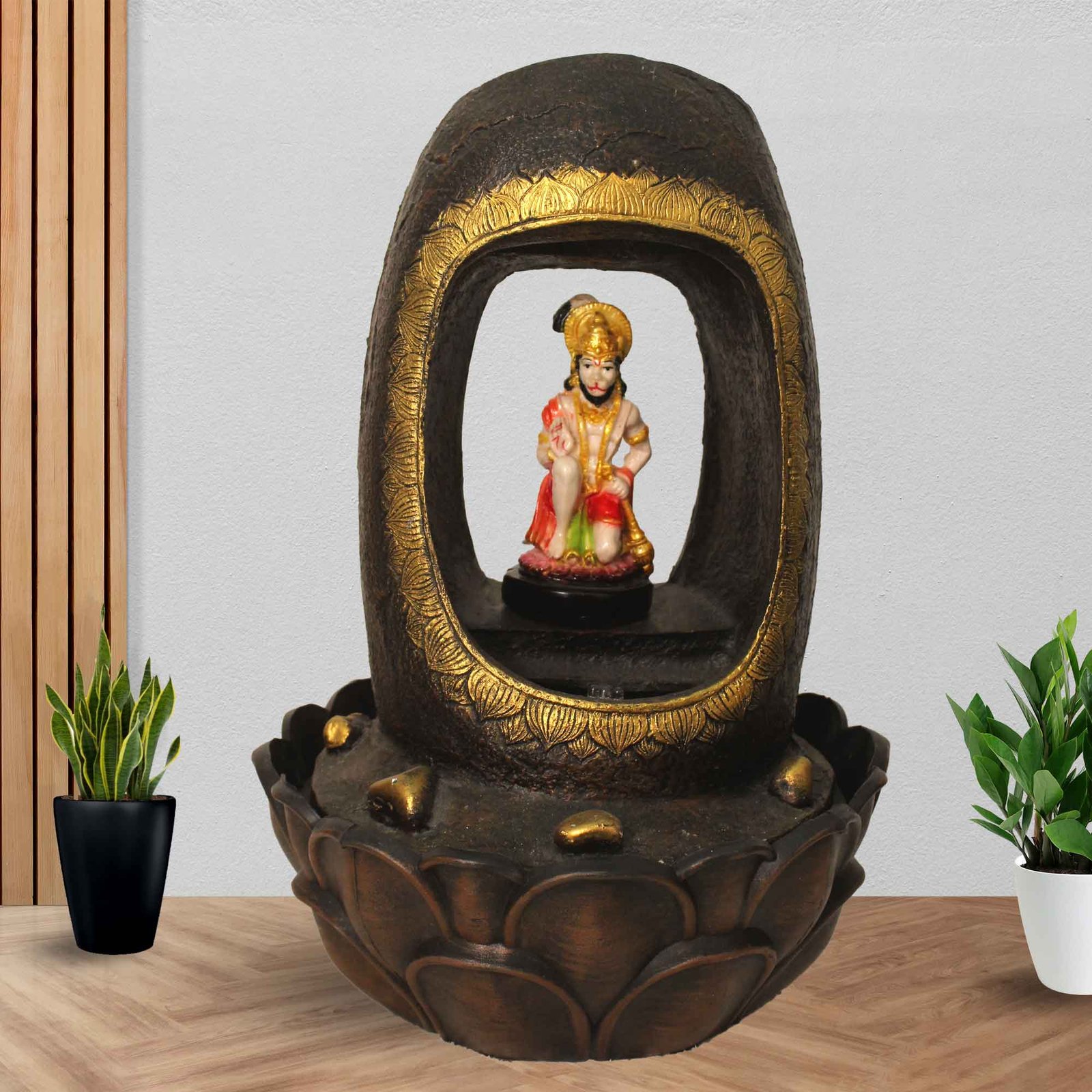 Handicraft Hanuman interior waterfall With Led Light - Metalic Antique Finish 42 cm G57GX0217AGAMX-67X0037M