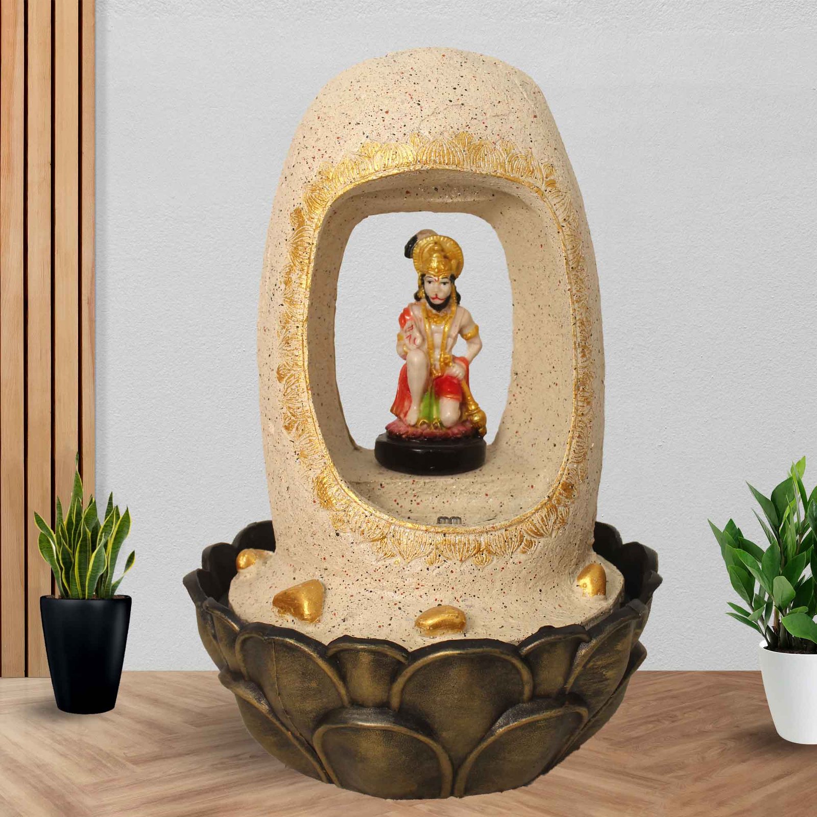 Handicraft Hanuman interior fountain With Led Light - sandstone Finish 42 cm G57GX0217IGDMX-67X0037M
