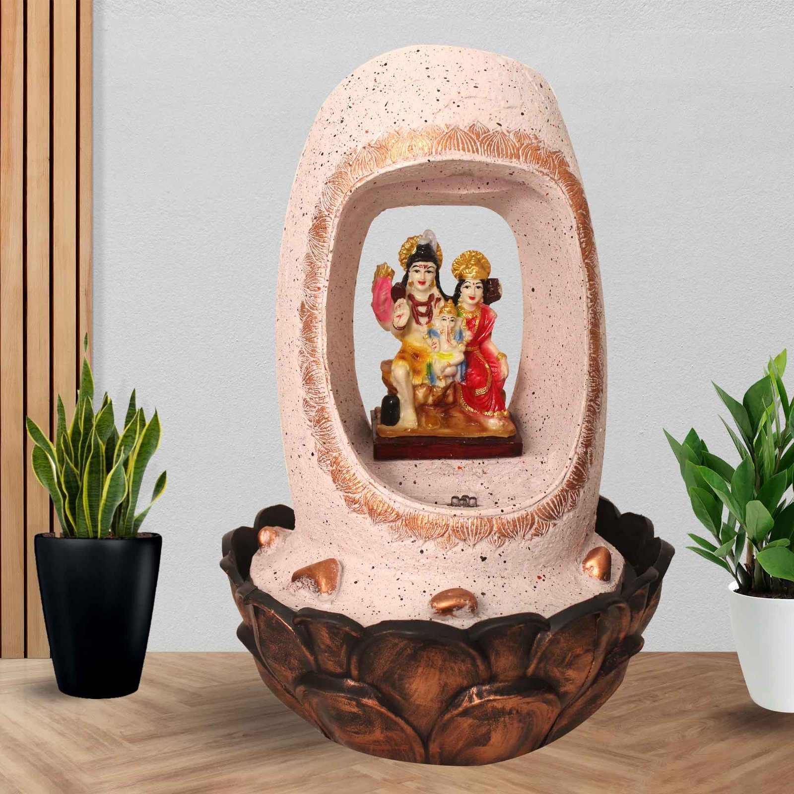 Shiv Parivar Jharna indoor water fountain With Led Light - sandstone Finish 42 cm G57GX0217PCDMX-67X0036M