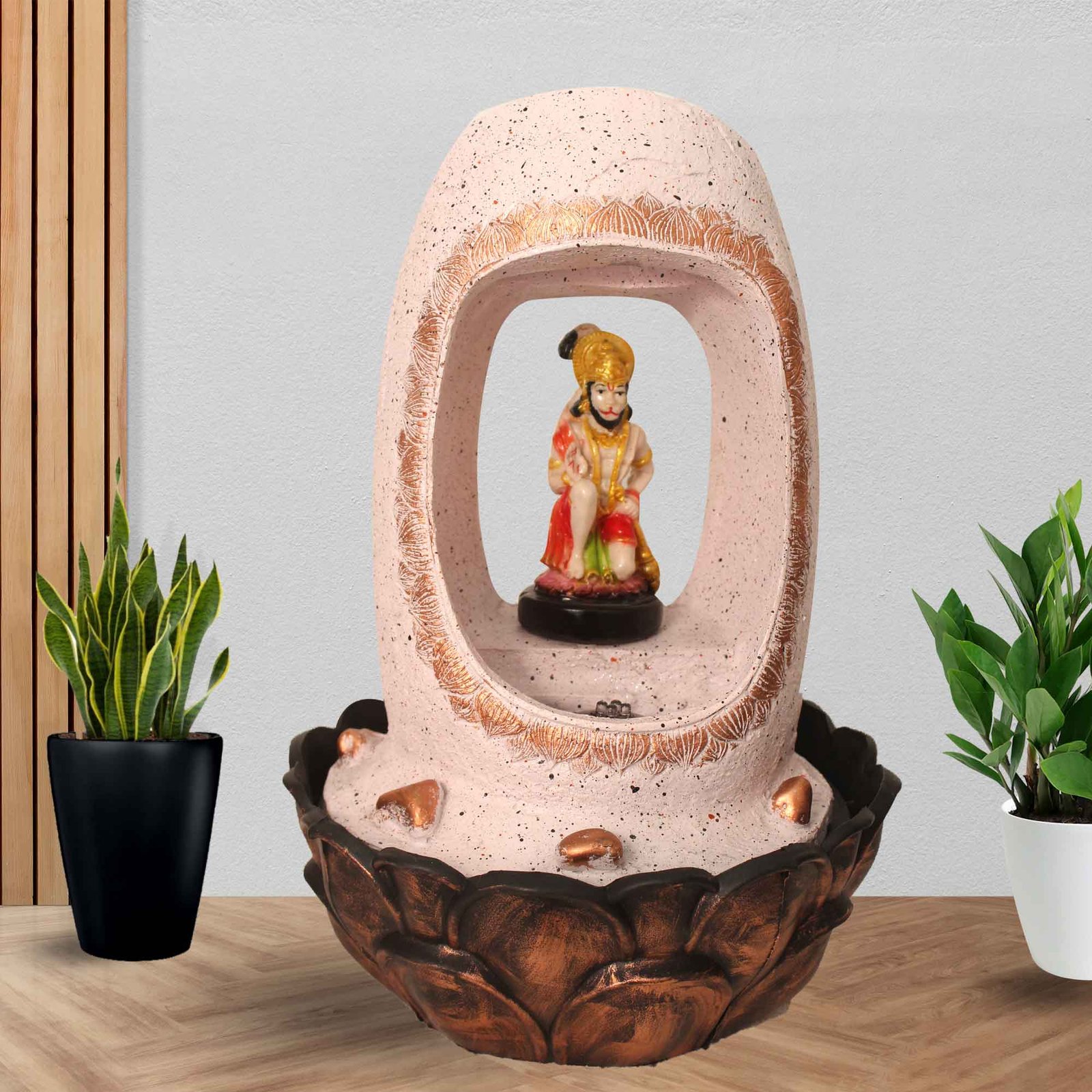 Handicraft Hanuman inhouse water fountain With Led Light - sandstone Finish 42 cm G57GX0217PCDMX-67X0037M
