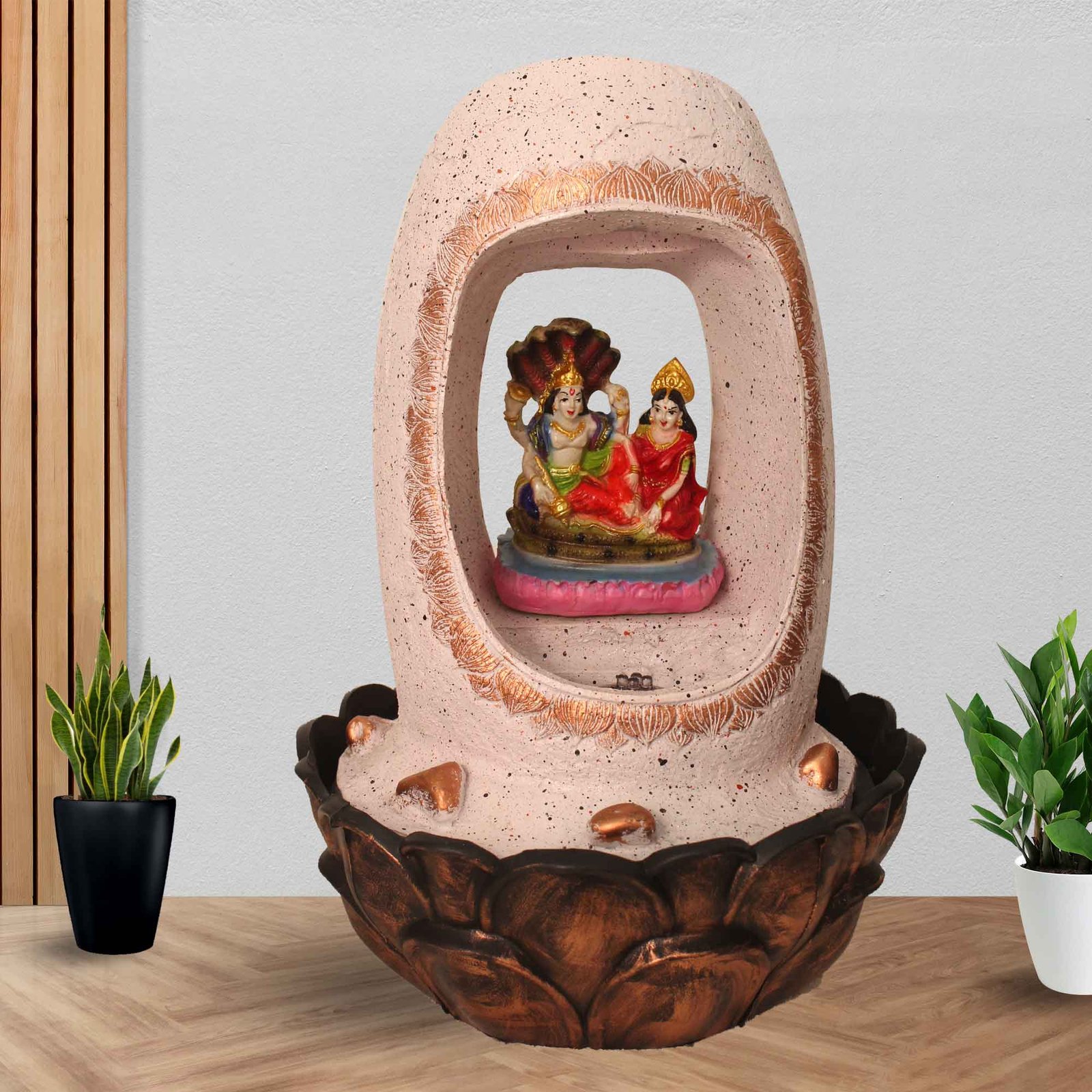Lord Vishnu Laxmi water fountain for home With Led Light - sandstone Finish 42 cm G57GX0217PCDMX-67X0040M
