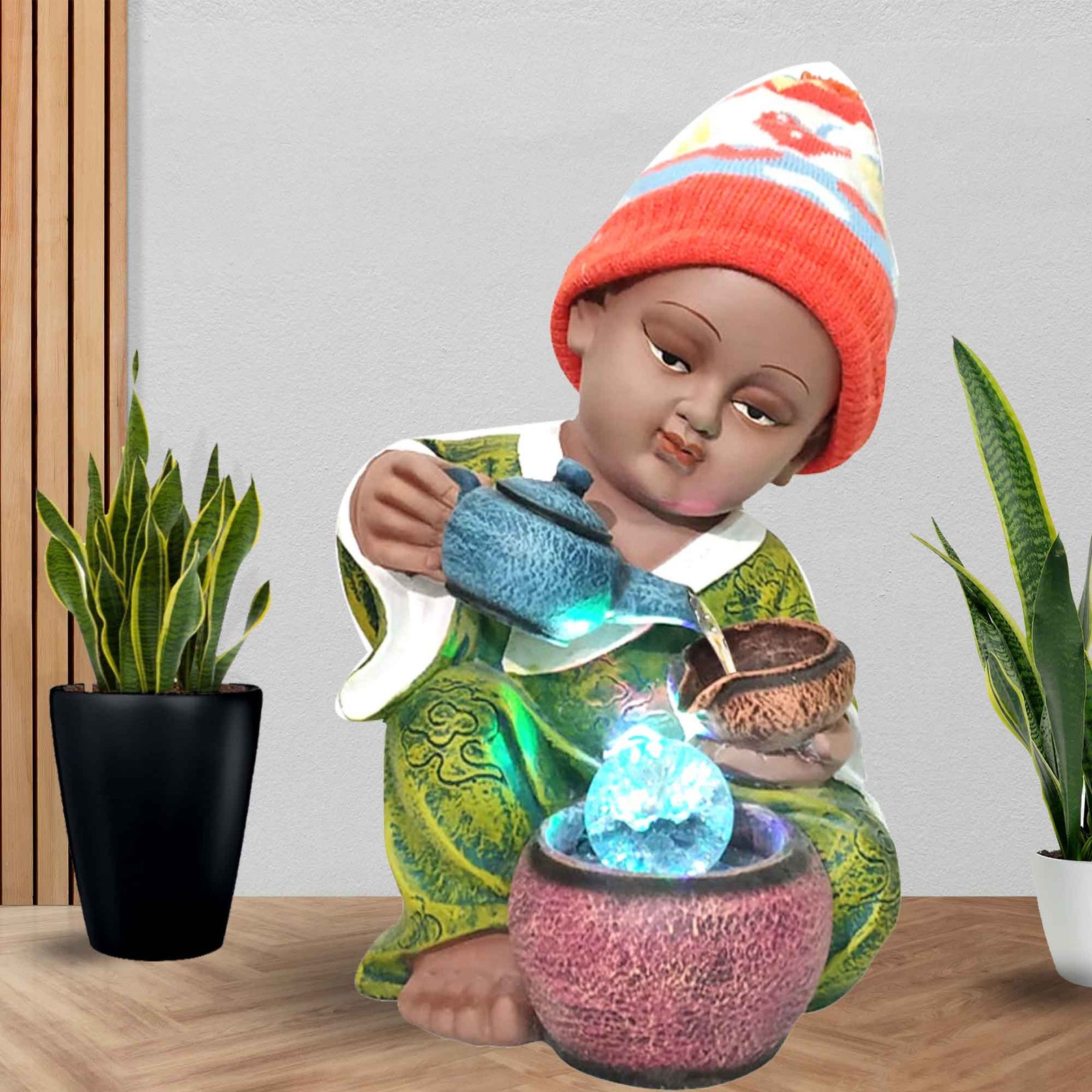 Handicraft Baby water fountain for office With Led Light & Crystal Ball 33 cm G57GX0218MMLGX