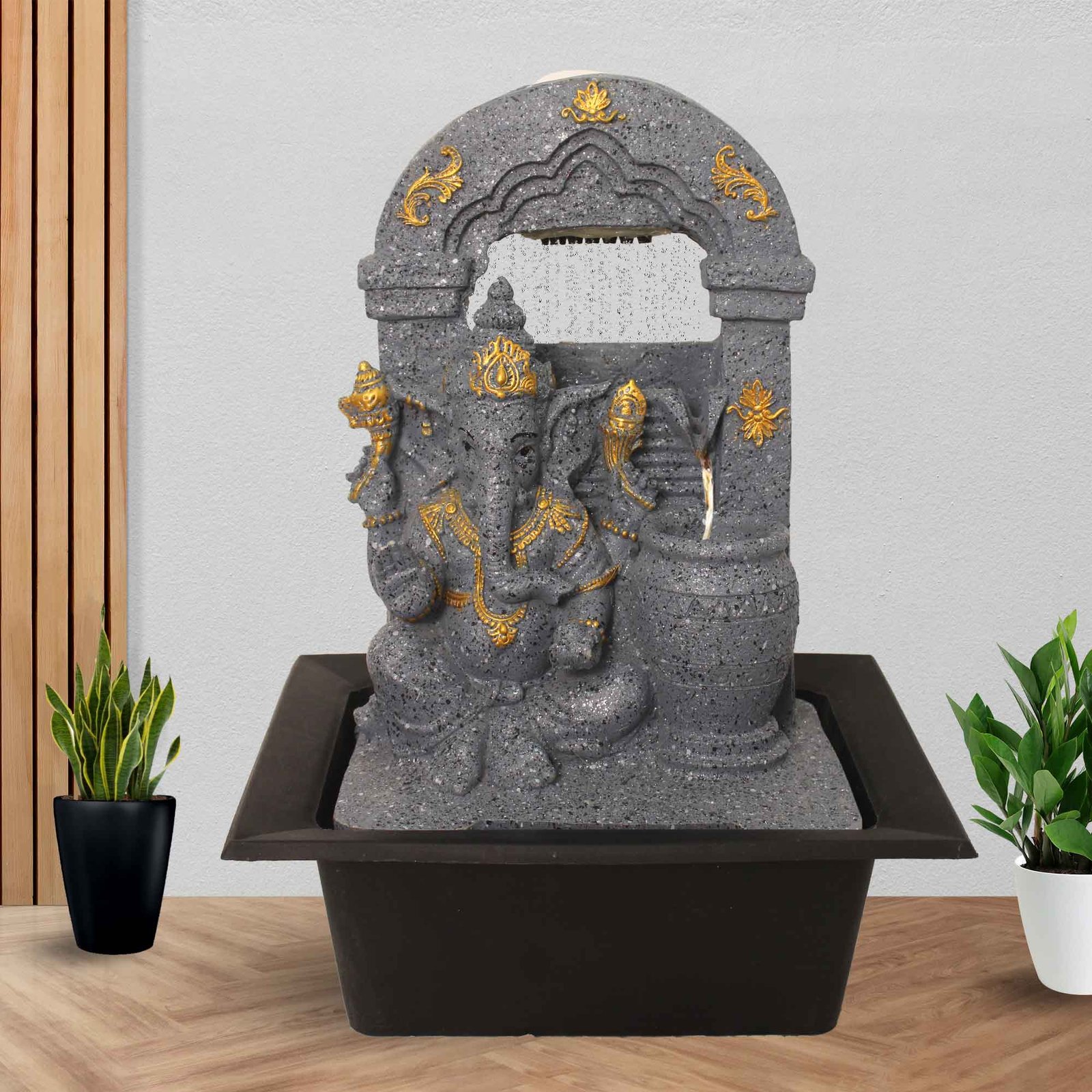 Shower Ganesh fountain for home decoration With Led Light - sandstone Finish 41 cm G57GX0221FGDMX