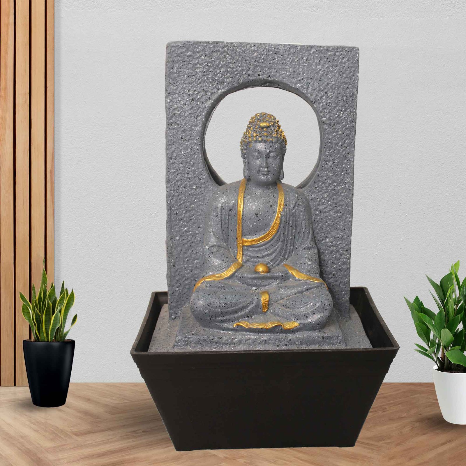 Shower Buddha water fountain for room With Led Light - sandstone Finish 41 cm G57GX0316FGDMX
