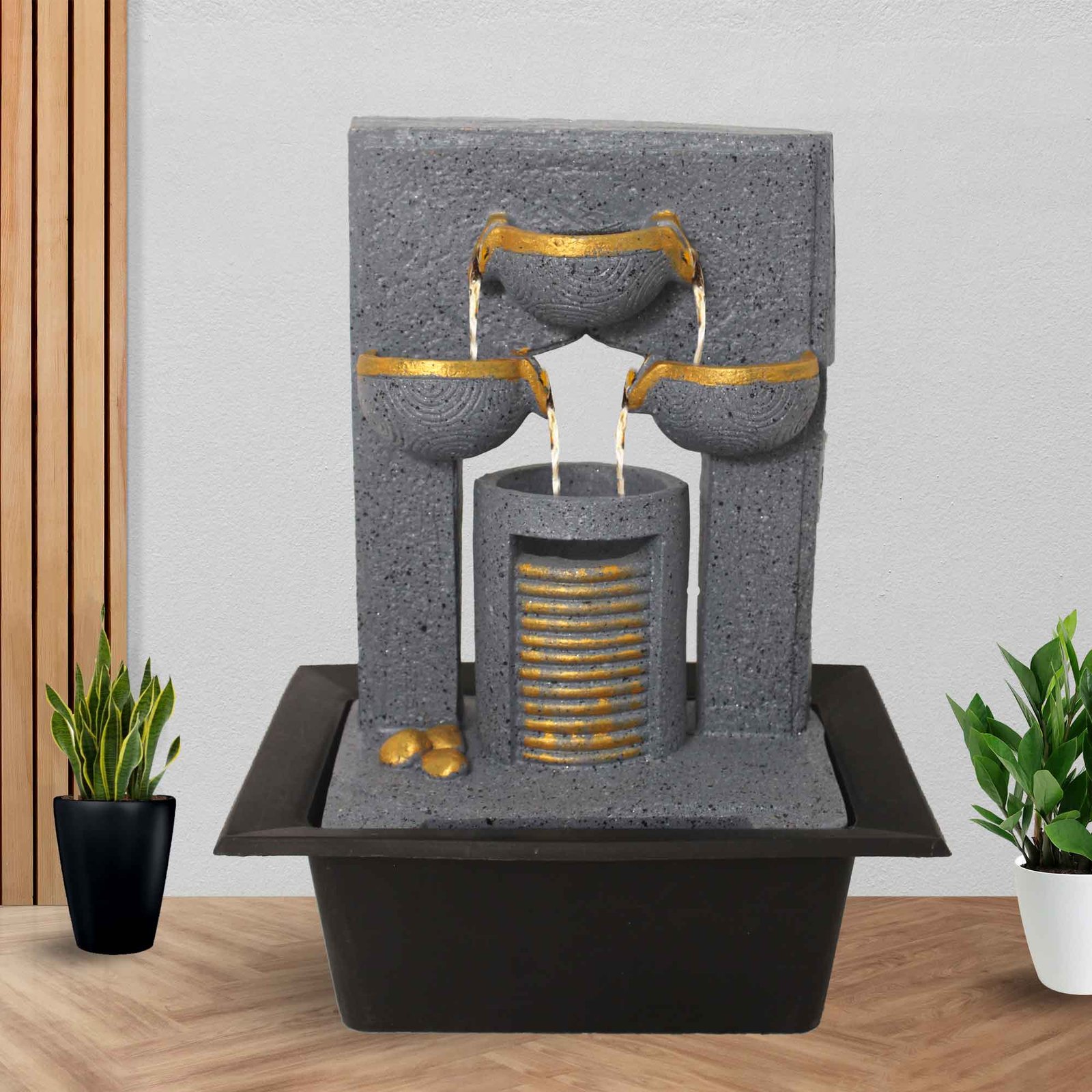 Decorative Spring small size water fountain for home With Led Light - sandstone Finish 41 cm G57GX0318FGDMX