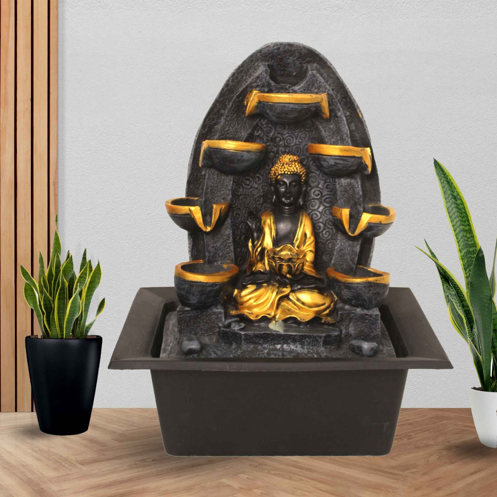 Lord Buddha table top fountain With Led Light - Metalic Antique Finish 39 cm G57GX0328FGAMX
