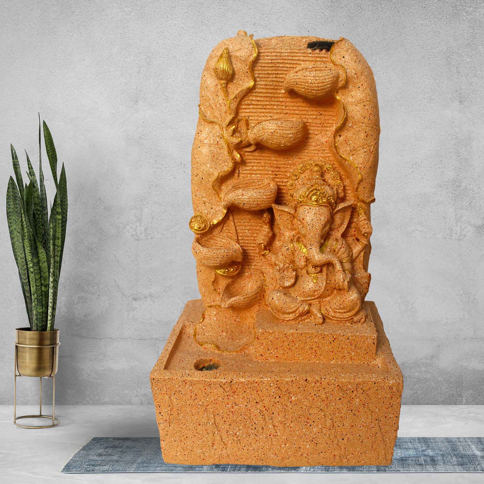 Diya Ganesh indoor fountain With Led Light - sandstone Finish Big Size 53 cm G57GX0430PGDMX