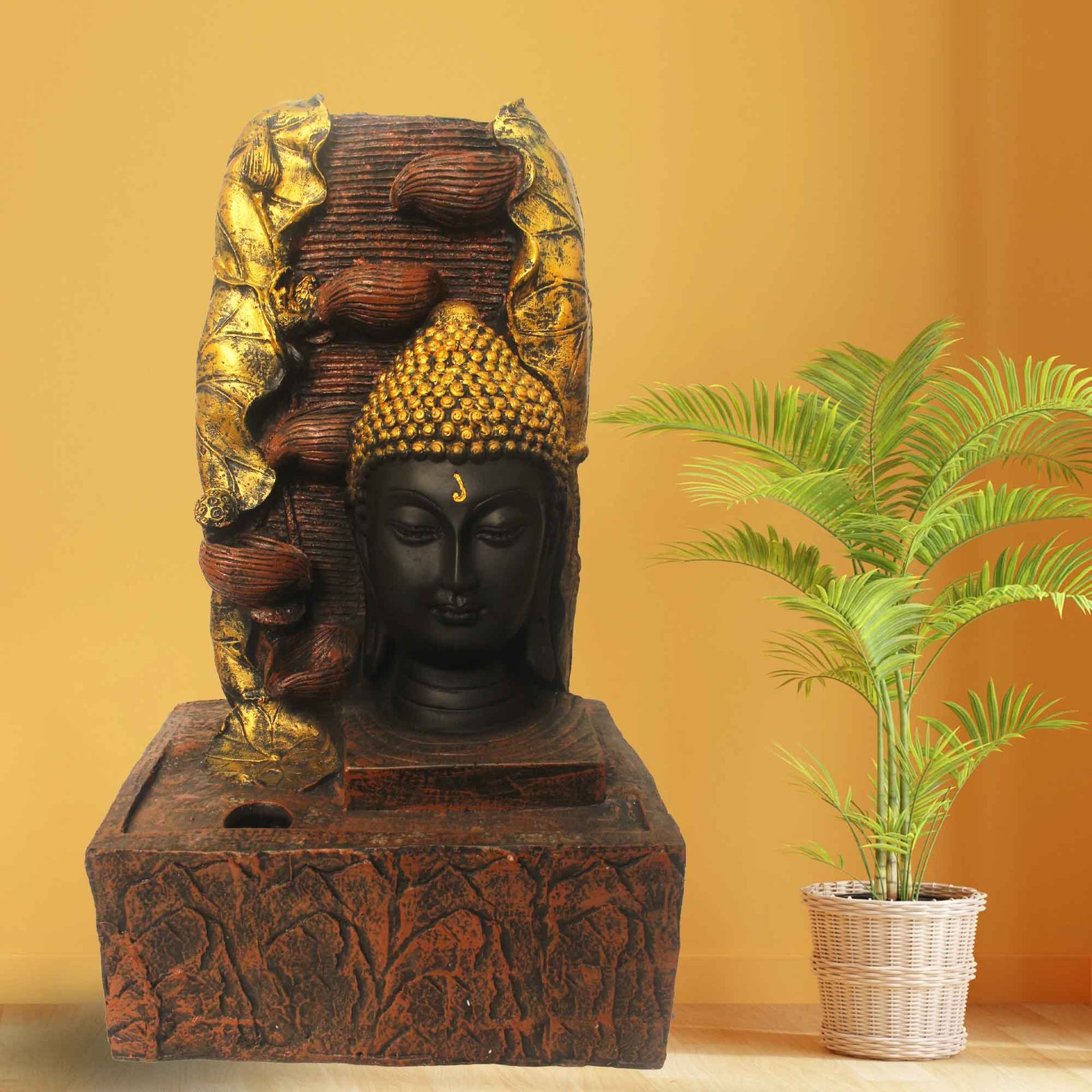 Lord Buddha Bust indoor fountains and waterfalls With Led Light - Metalic Antique Finish Big Size 53 cm G57GX0431AGAMX