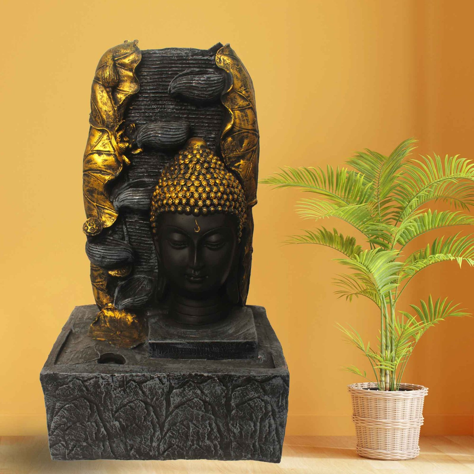 Lord Buddha Bust water fountain for indoor use Large Size With Led Light - Metalic Antique Finish 53 cm G57GX0431FGAMX