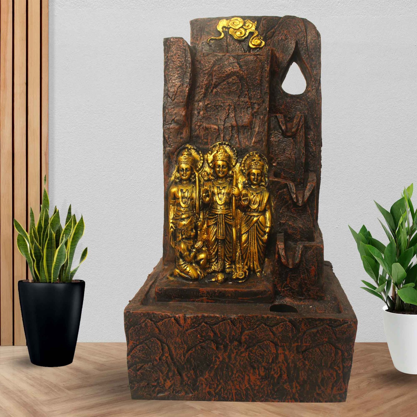 Ram Darbar living room indoor water fountain Big Size With Led Light - Metalic Antique Finish 53 cm G57GX0437AGAMX