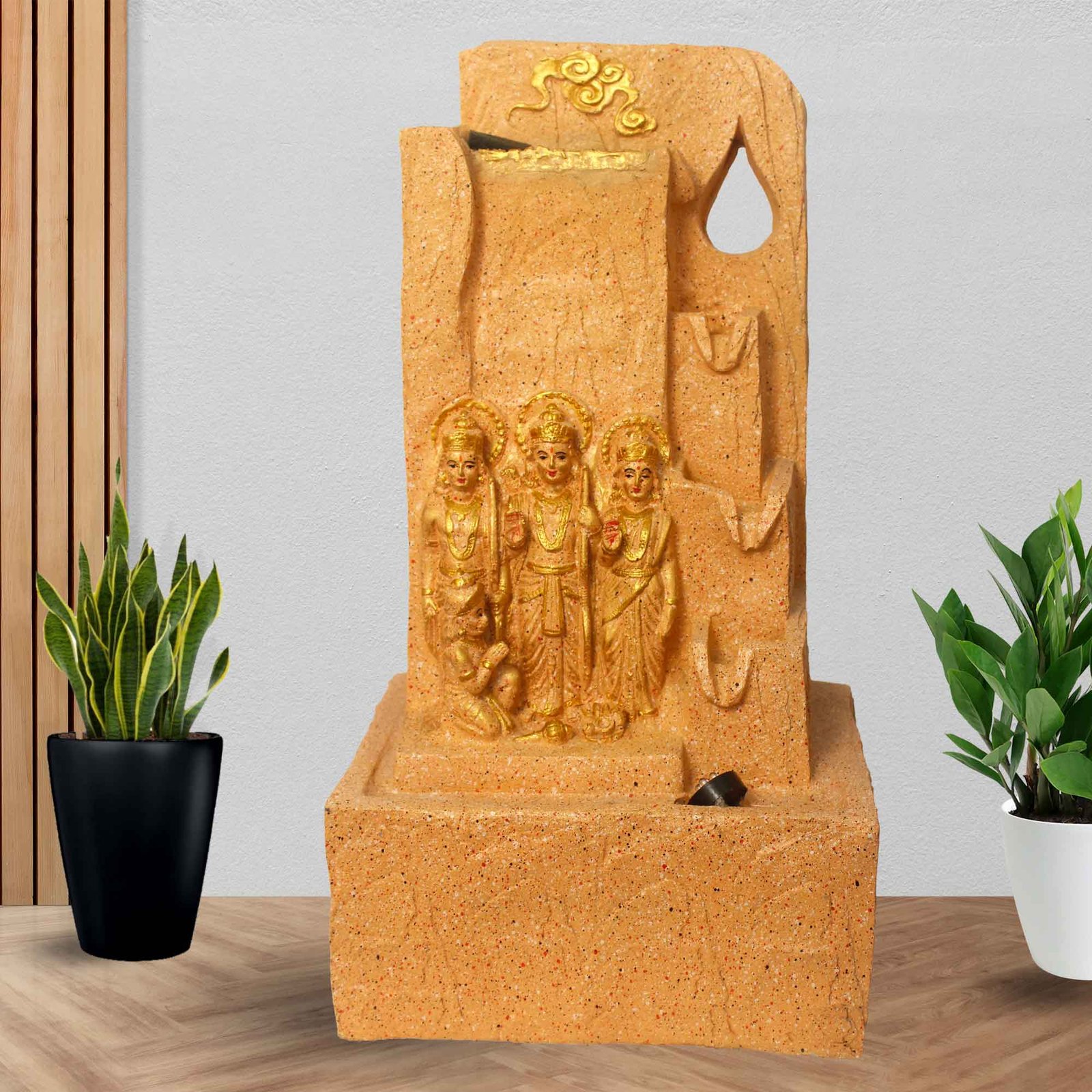 Ram Darbar living room water fountain for home Big Size With Led Light - sandstone Finish 53 cm G57GX0437PGDMX