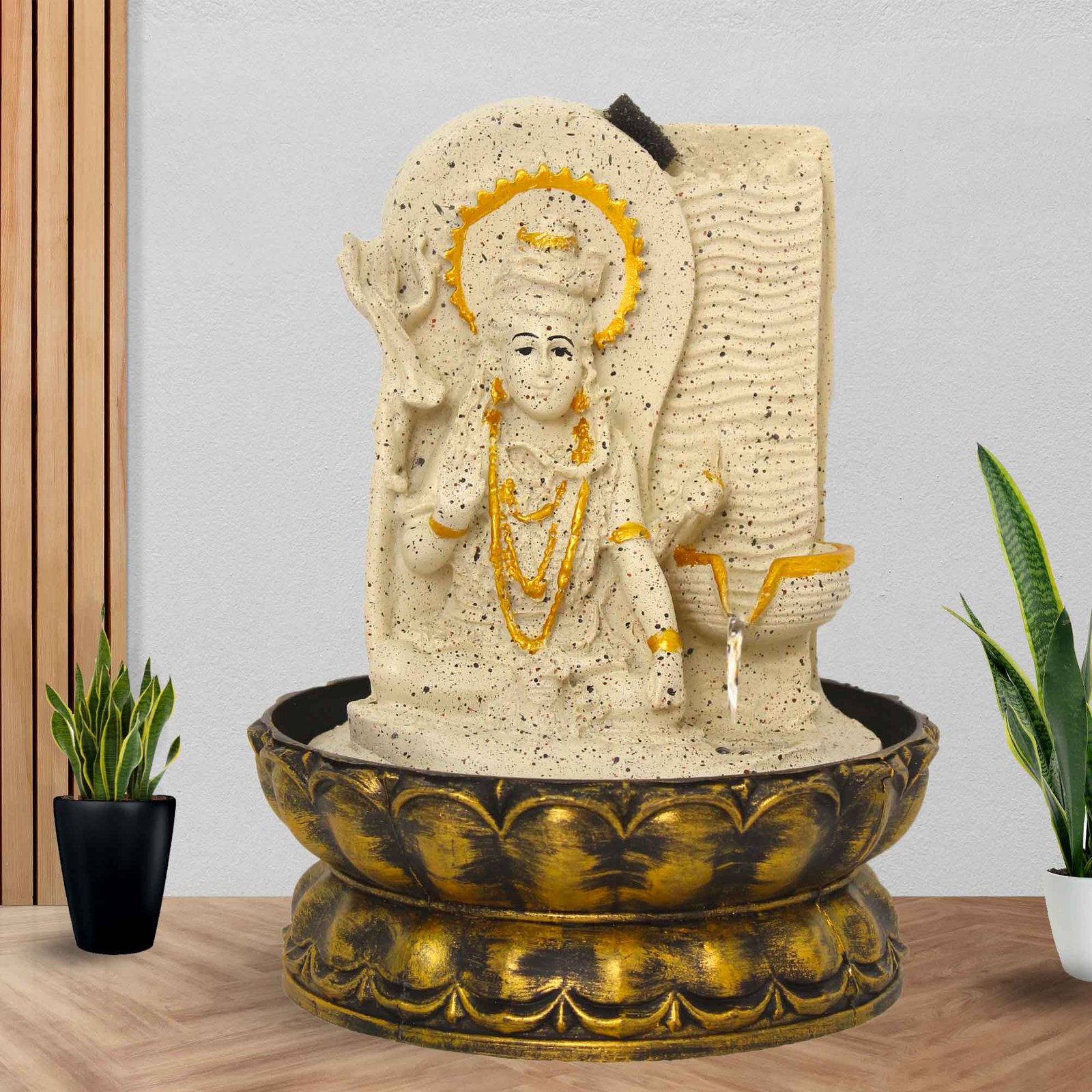 Lord Shiv JI feng shui water fountain in living room With Led Light - sandstone Finish 25 cm G57GX0455IGDMX