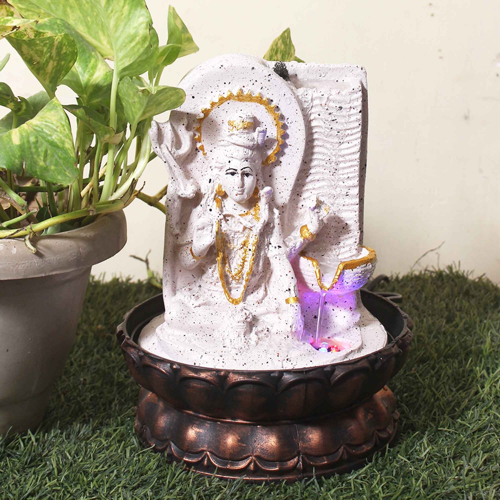 Lord Shiv JI feng shui water fountain With Led Light - sandstone Finish 25 cm G57GX0455PGDMX