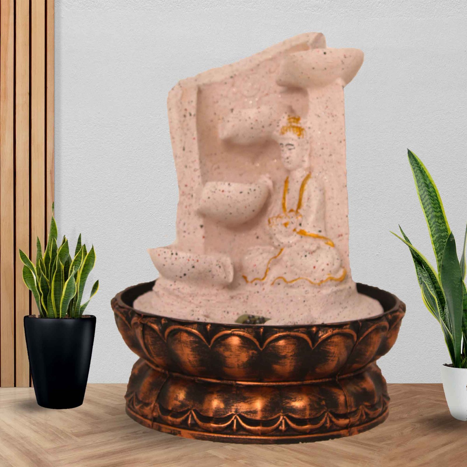 Artistic Buddha indoor fountain online With Led Light - sandstone Finish 25 cm G57GX0457PGDMX