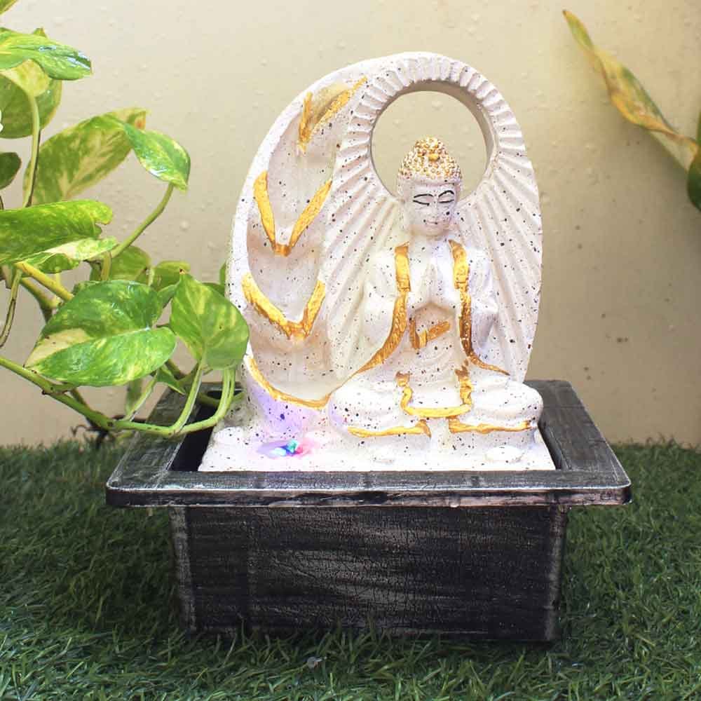 Namaskar Buddha water fountain for living room With Led Light - sandstone Finish 25 cm G57GX0460WGDMX