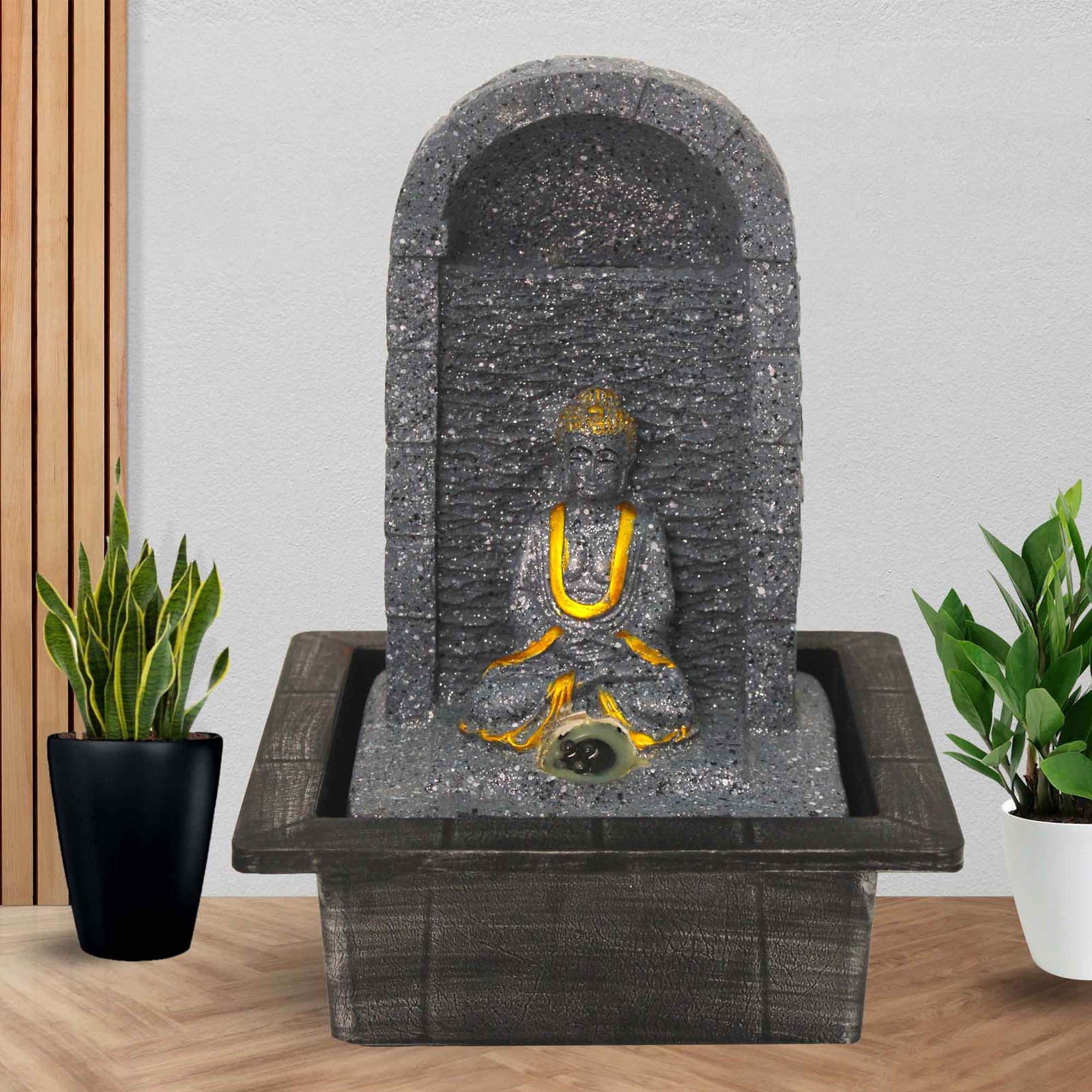 Jharna Buddha decorative fountain With Led Light - sandstone Finish 28 cm G57GX0485FGDMX