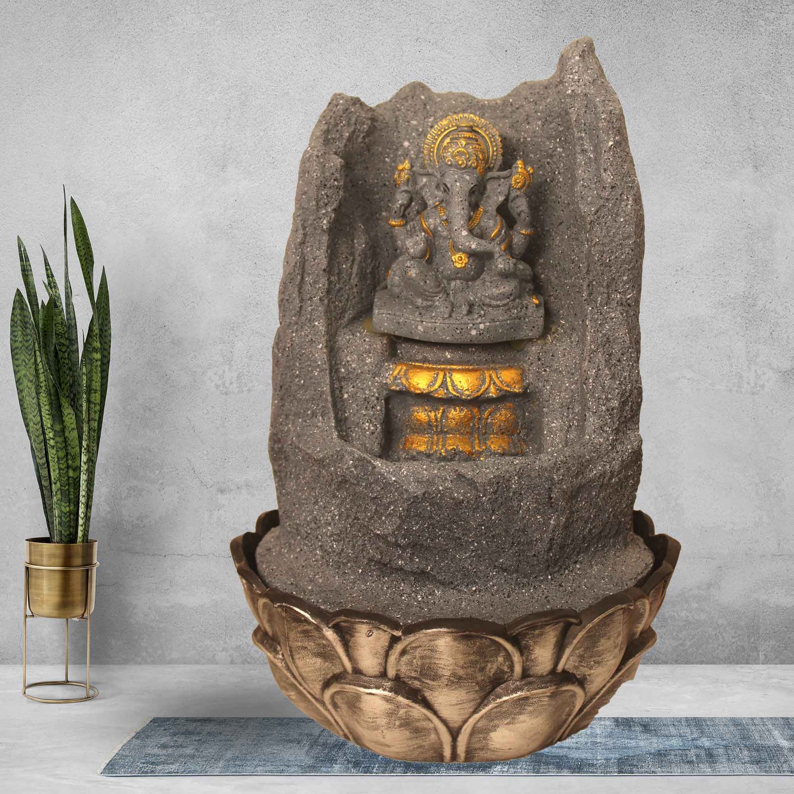 Pahad Ganesha waterfall home decor fountain With Led Light - sandstone Finish 39 cm G57GX0490FGDMX-641