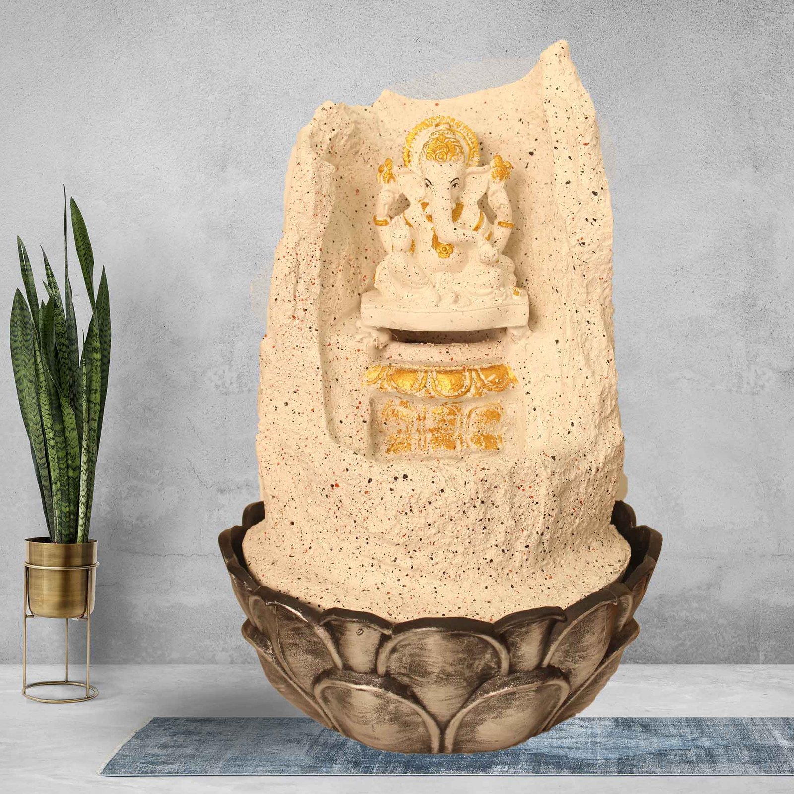 Pahad Ganesha waterfall for home decoration With Led Light - sandstone Finish 39 cm G57GX0490WGDMX-641