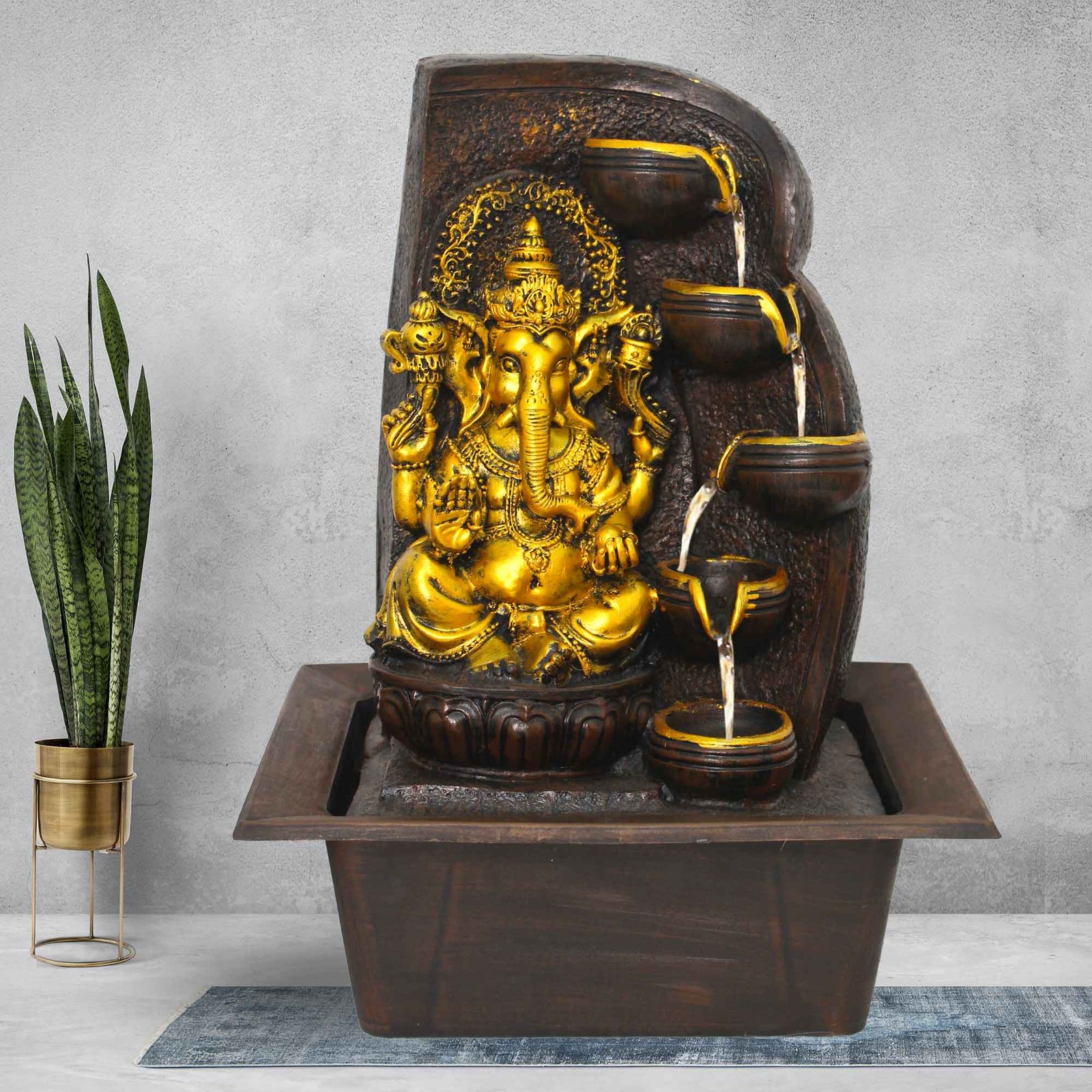 Deepak Ganesh water fountain for house With Led Light - Metalic Antique Finish 42 cm G57GX0503AGAMX