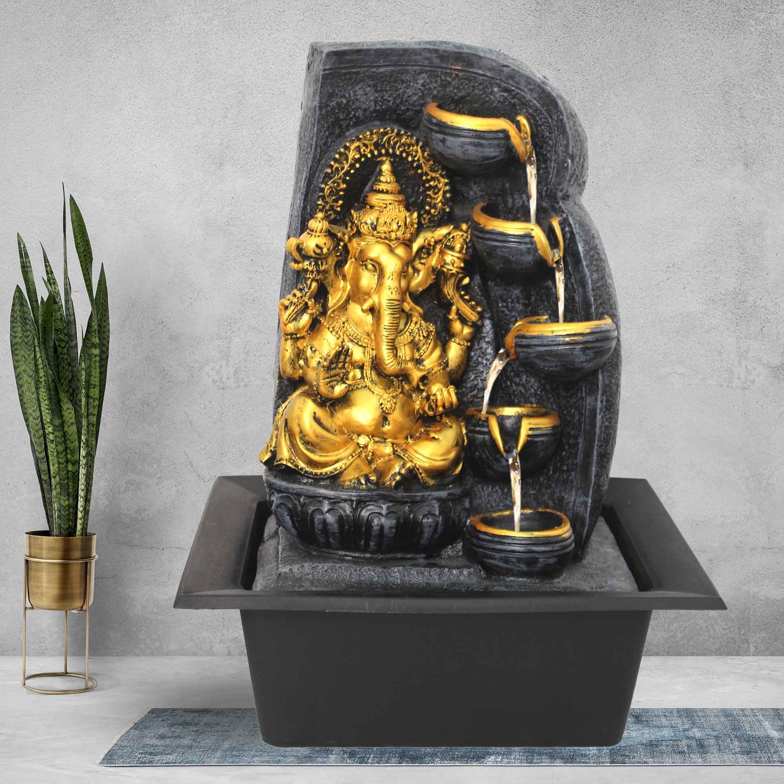 Deepak Ganesh water fountain for indoor use With Led Light - Metalic Antique Finish 42 cm G57GX0503FGAMX