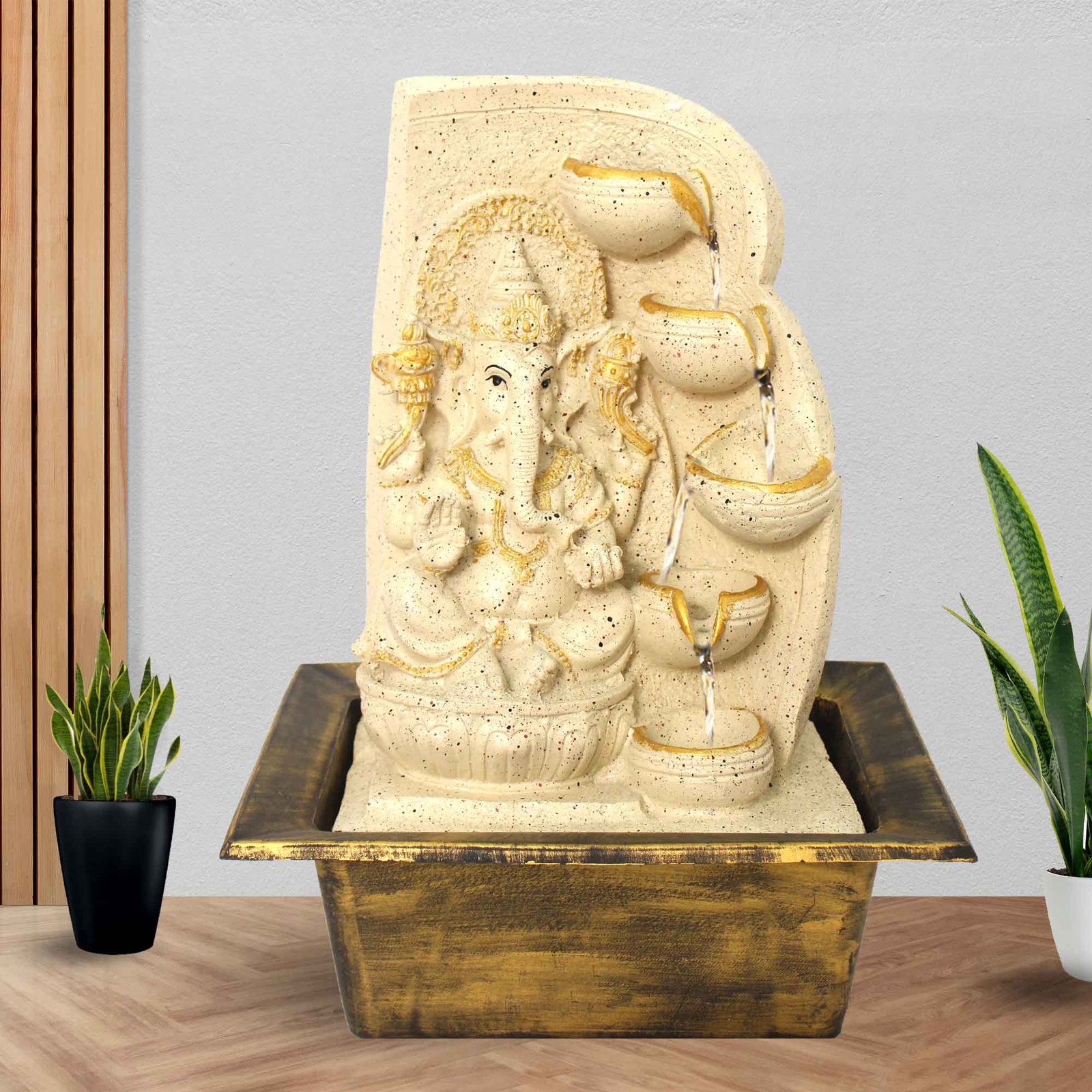 Deepak Ganesh water fountain for home vastu With Led Light - sandstone Finish 42 cm G57GX0503IGDMX