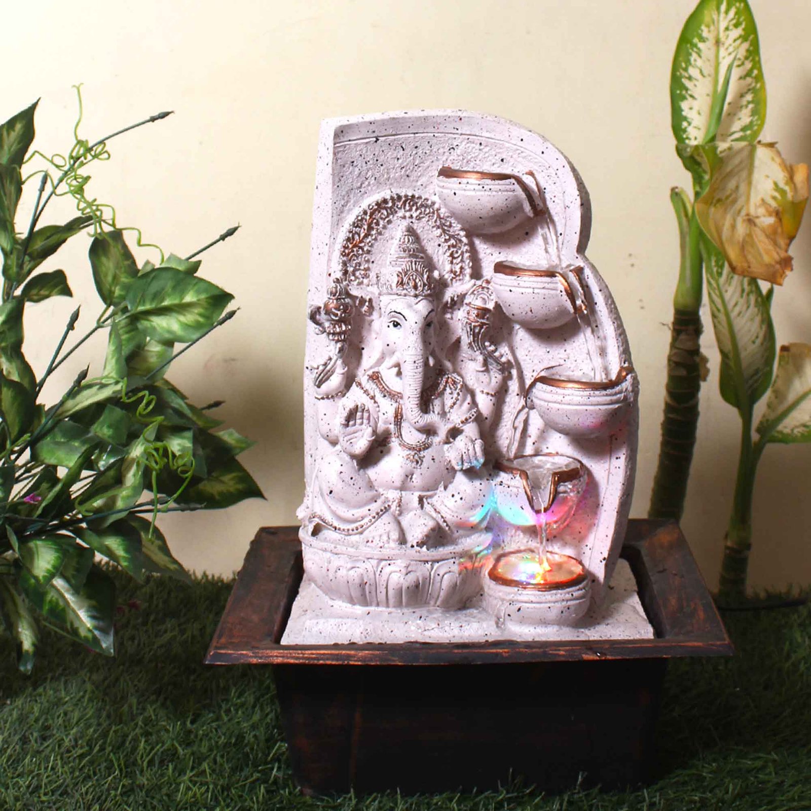 Deepak Ganesh water fountain for home small size With Led Light - sandstone Finish 42 cm G57GX0503PCDMX
