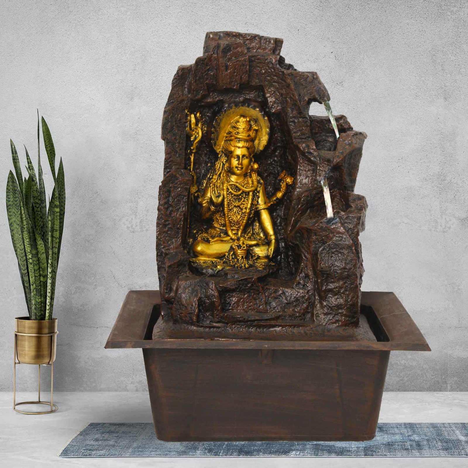 Lord Shiva calming water fountain With Led Light - Metalic Antique Finish 41 cm G57GX0511AGAMX