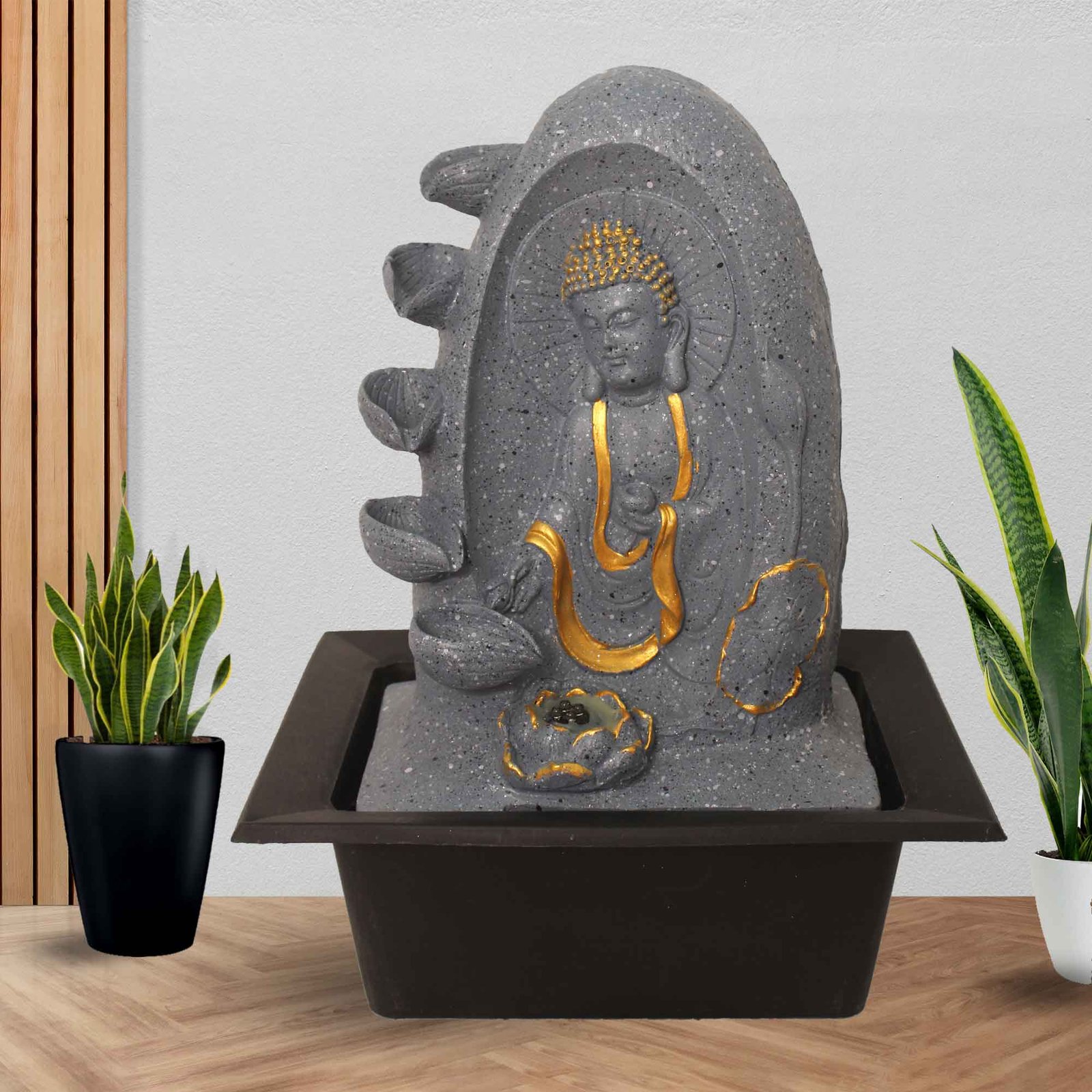 Dhyan Buddha decorative fountain indoor With Led Light - sandstone Finish 41 cm G57GX0512FGDMX