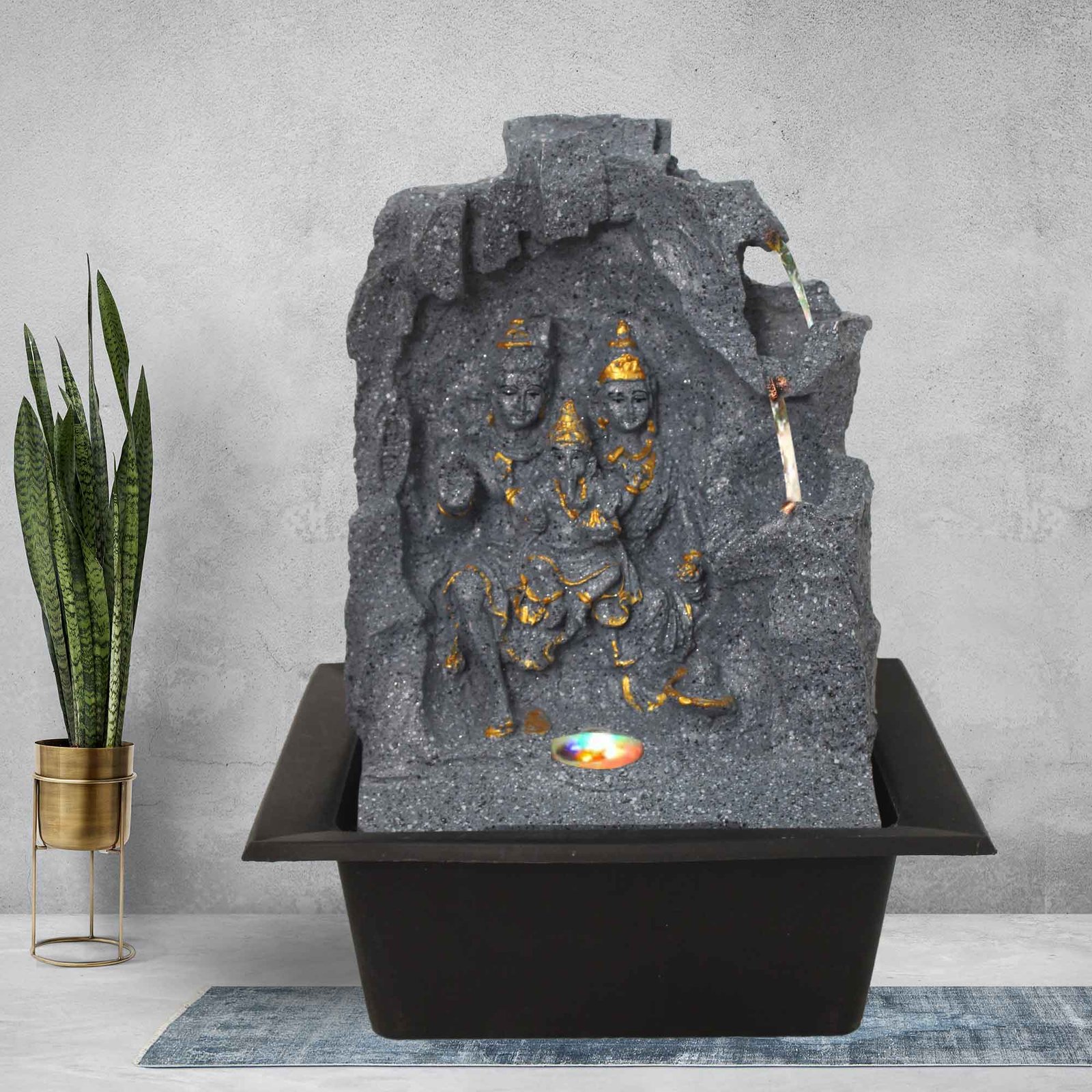 Shiv Pariwar electric tabletop water fountain With Led Light - sandstone Finish 39 cm G57GX0519FGDMX