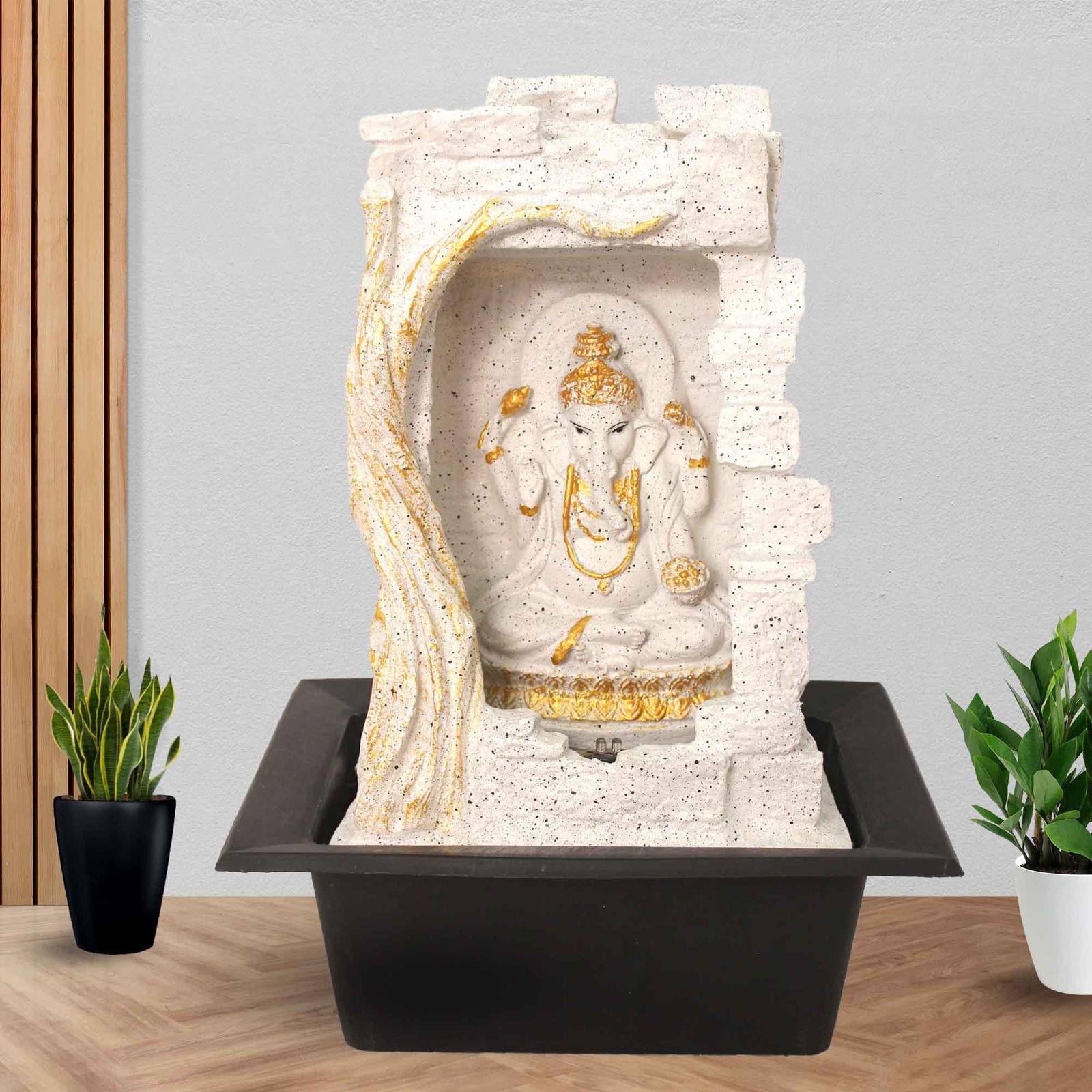 Nature Ganesh home water fountain indoor With Led Light - sandstone Finish 42 cm G57GX0523WGDMX