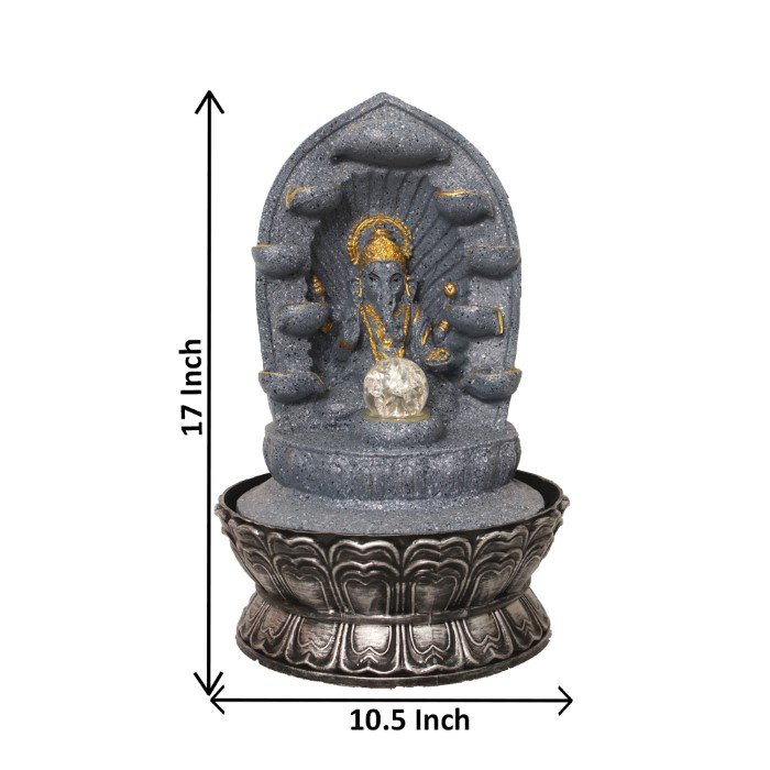 Decorative Diya Ganesh desktop water fountain With Led Light & Crystal Ball - sandstone Finish 43 cm G57GX0525FGDMX