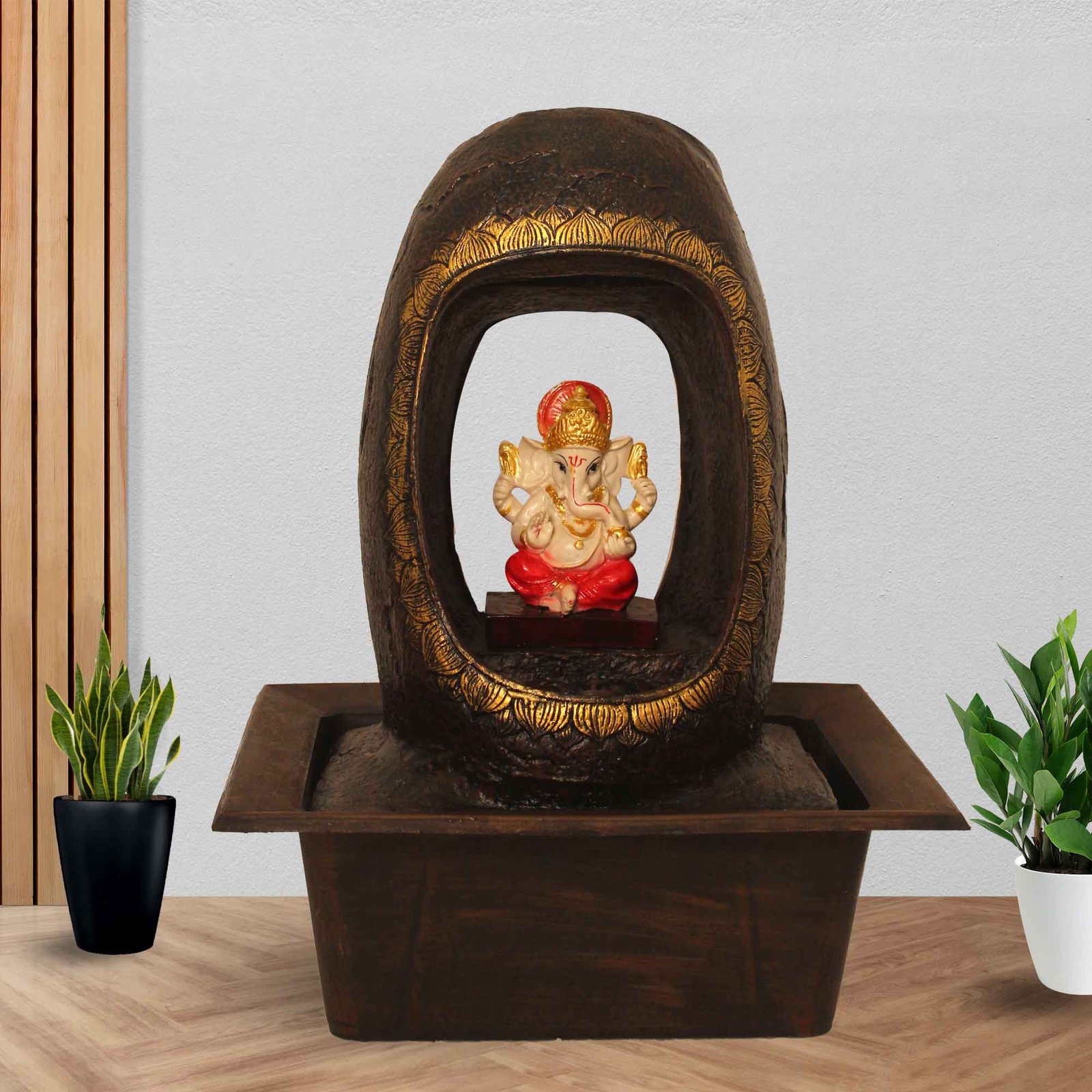 Shower Ganesh mini electric water fountain With Led Light - Metalic Antique Finish 41 cm G57GX0529AGAMX-67X0034M
