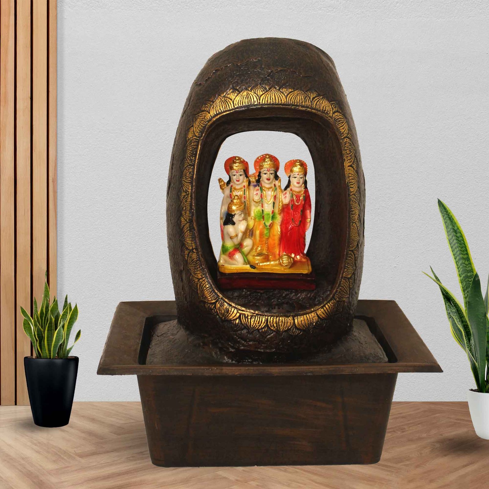 Ram Darbar mini water fountain for home With Led Light - Metalic Antique Finish 41 cm G57GX0529AGAMX-67X0039M