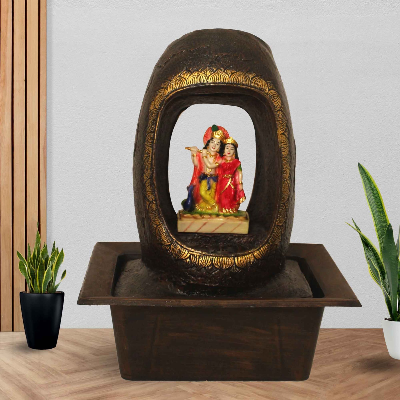 Artistic mini water fountain With Led Light - Metalic Antique Finish 41 cm G57GX0529AGAMX-67X0041M