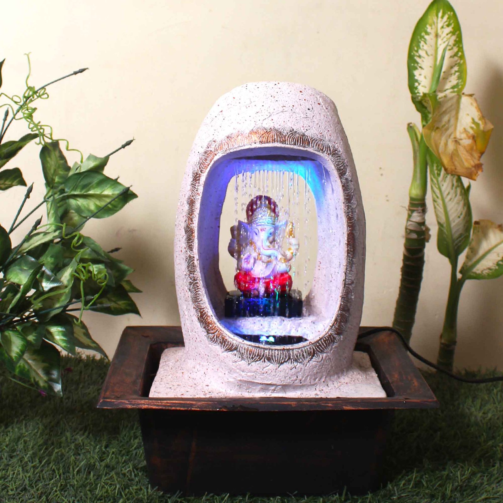 Shower Ganesh living room water fountain for home With Led Light - sandstone Finish 41 cm G57GX0529PCDMX-67X0034M