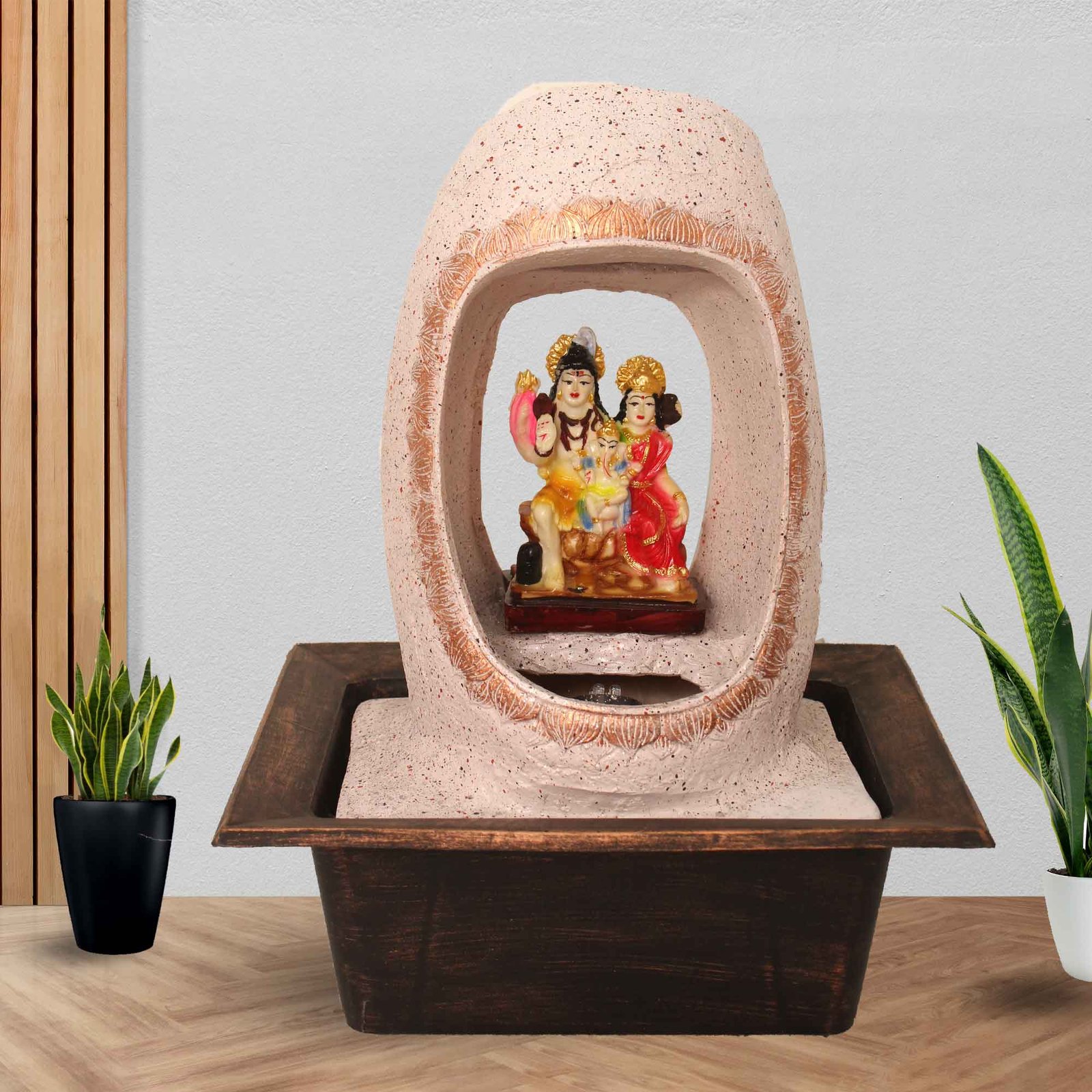 Shiv Parivar small fountain for home With Led Light - sandstone Finish 41 cm G57GX0529PCDMX-67X0036M