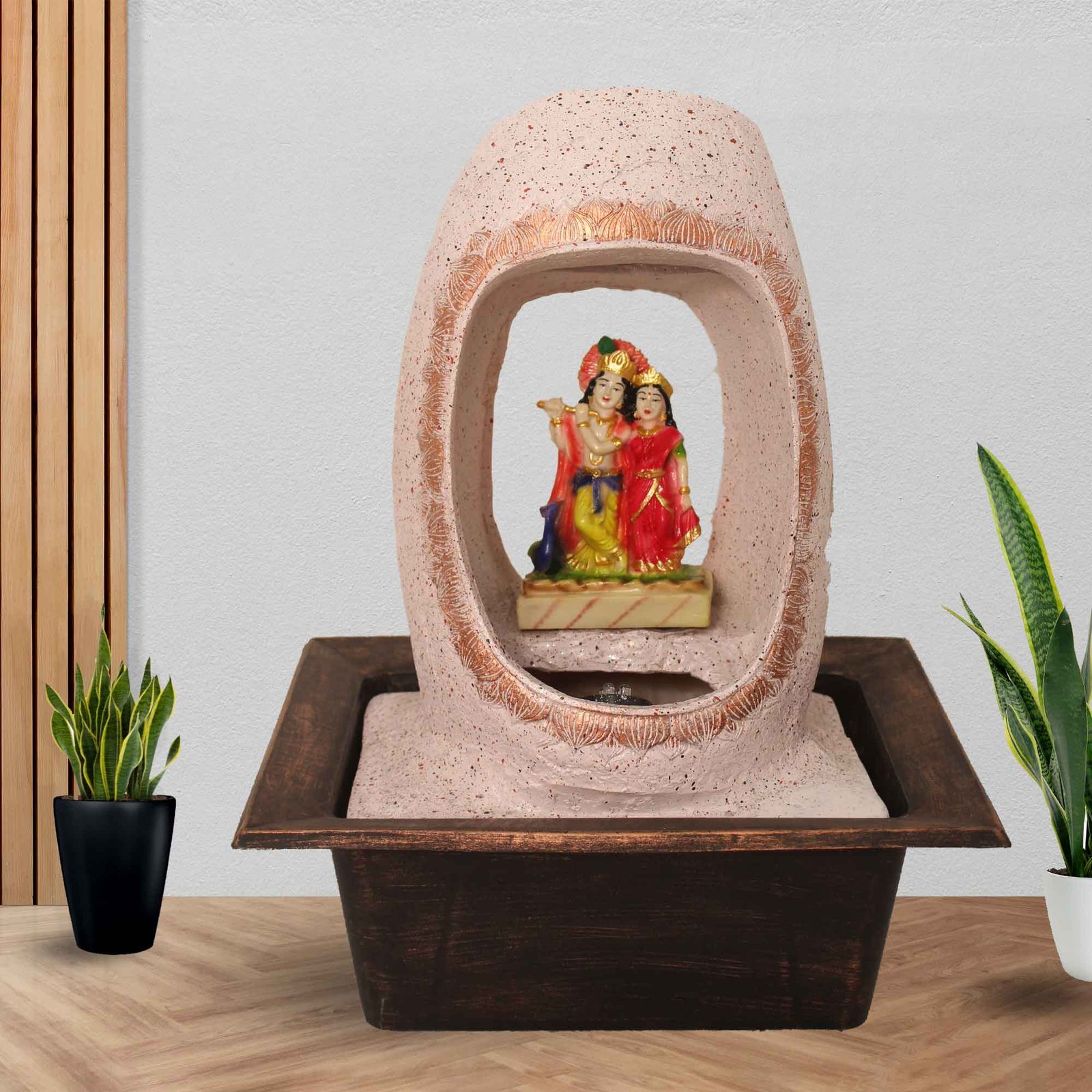 Artistic mini indoor fountain With Led Light - sandstone Finish 41 cm G57GX0529PCDMX-67X0041M